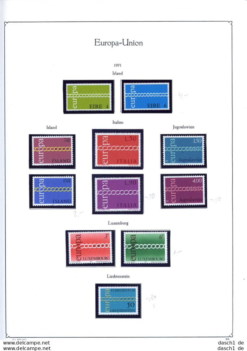 Europa, CEPT, Xx, 1971, Das Los Umfaßt Nur Die Dargestellten Ausgaben Die In Diesem Los Angeboten Werden, Nahezu Komplet - 1971