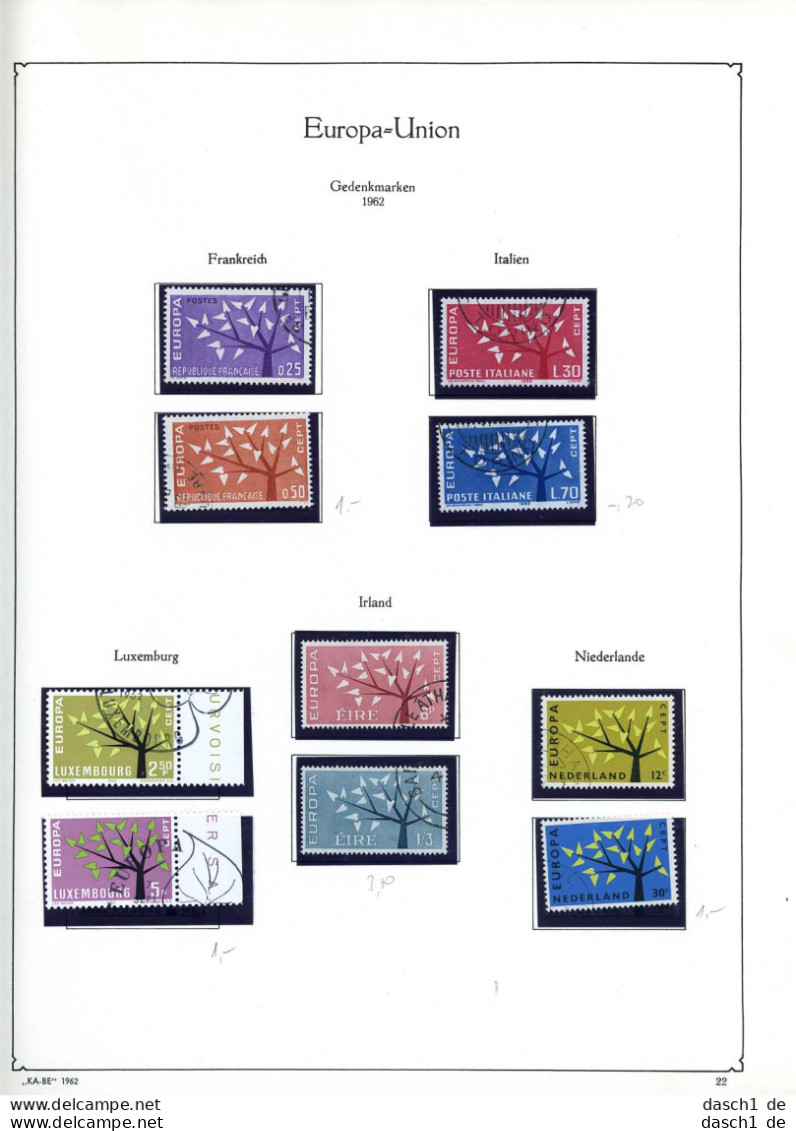 Europa, CEPT, Xx, O, 1962, Das Los Umfaßt Nur Die Dargestellten Ausgaben Die In Diesem Los Angeboten Werden, Nahezu Komp - 1962