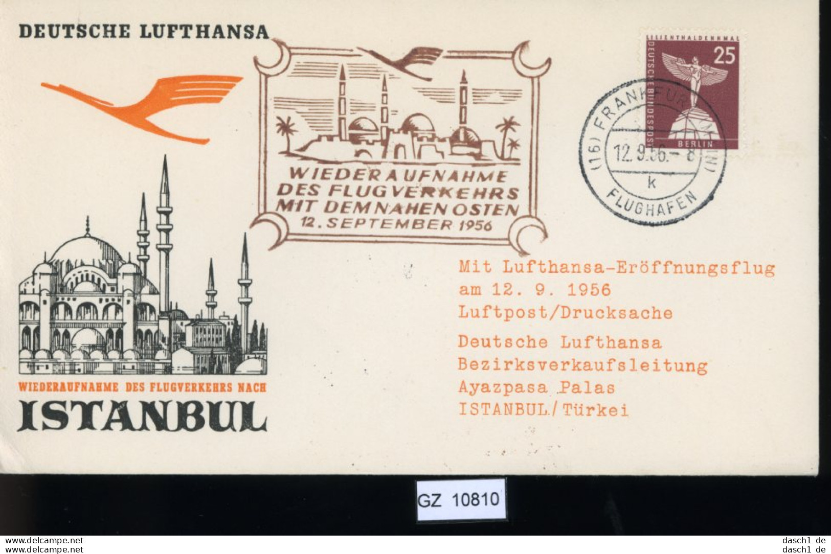 7 Lose U.a. Lufthansa Erstflug 1956, Frankfurt - Istanbul U.a. - Otros (Aire)