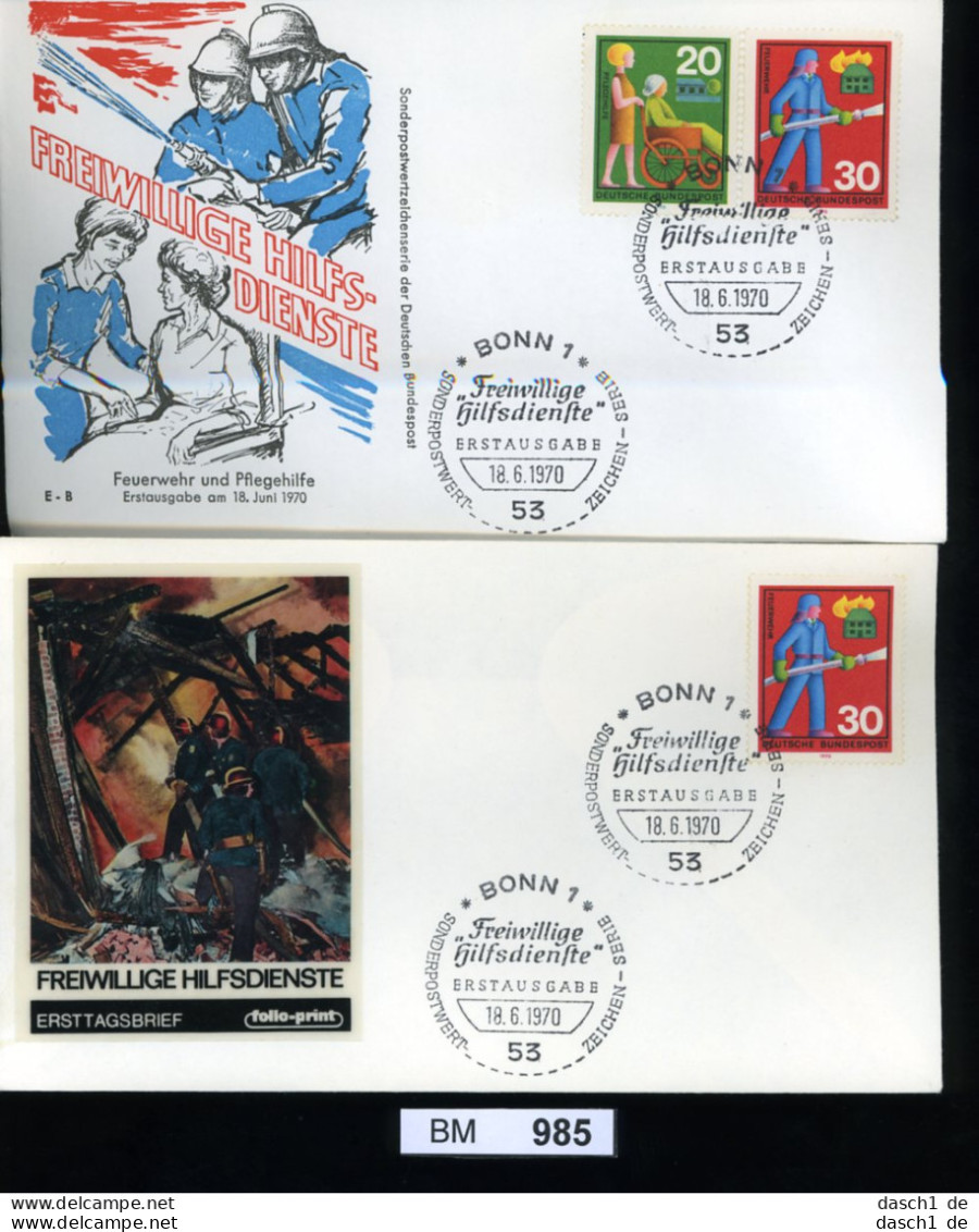 Feuerwehr, Bund - 2 FDC - Sonderbelege 1970 Mit SST  - Firemen