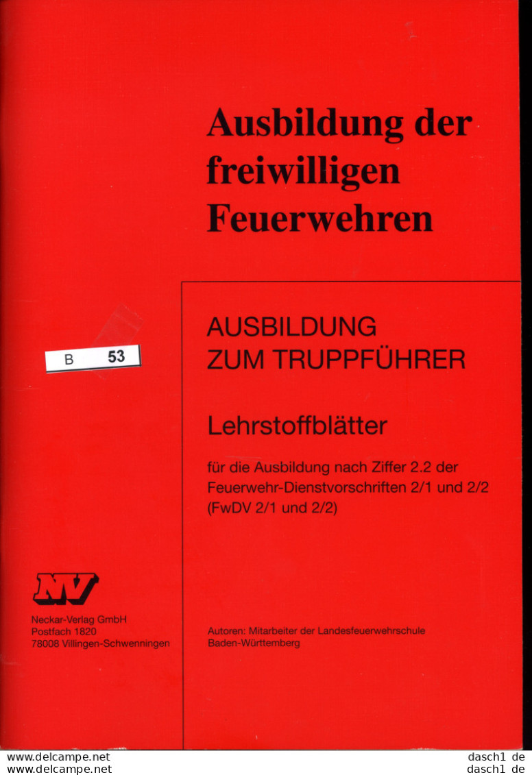 Ausbildungshandbuch Truppführer BW B-053 - Sonstige & Ohne Zuordnung