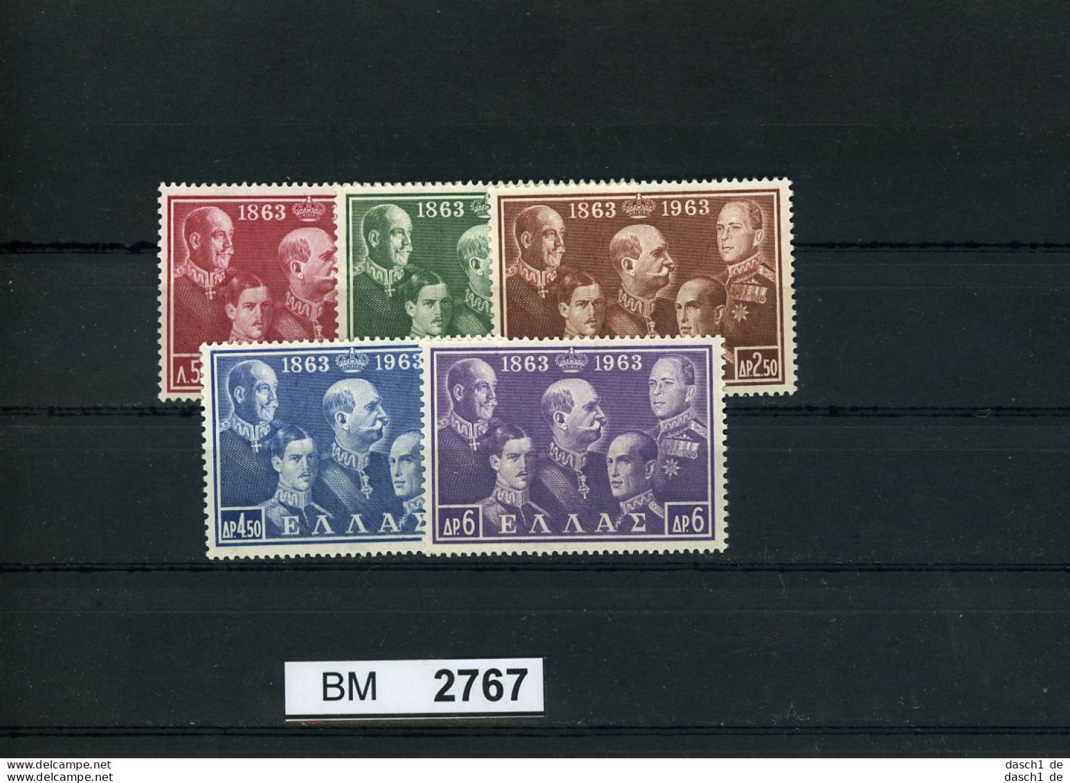 BM2767, Griechenland, Xx,  802-806, 100. Jahrestag Griech. Dynastien, 1963 - Unused Stamps