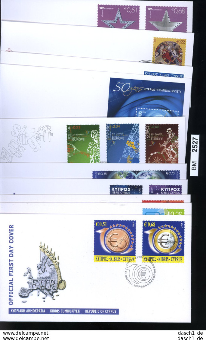 BM2527, Zypern. O, 2009, 12 FDC, Ex. 1144 - 1171 - Briefe U. Dokumente
