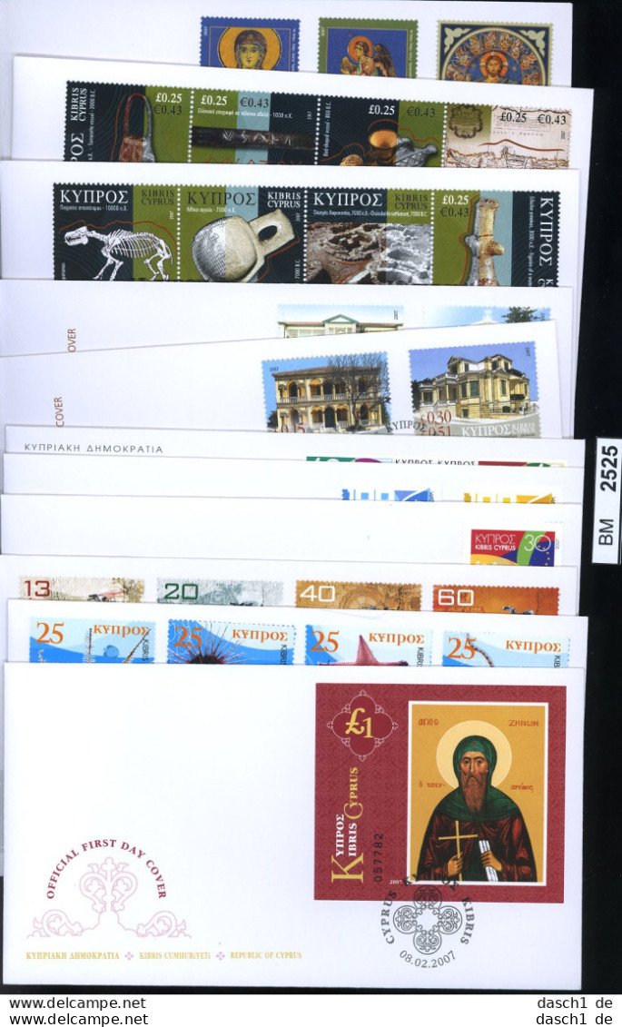 BM2525, Zypern. O, 2007, 11 FDC, Block 27-1118 Komplett - Covers & Documents