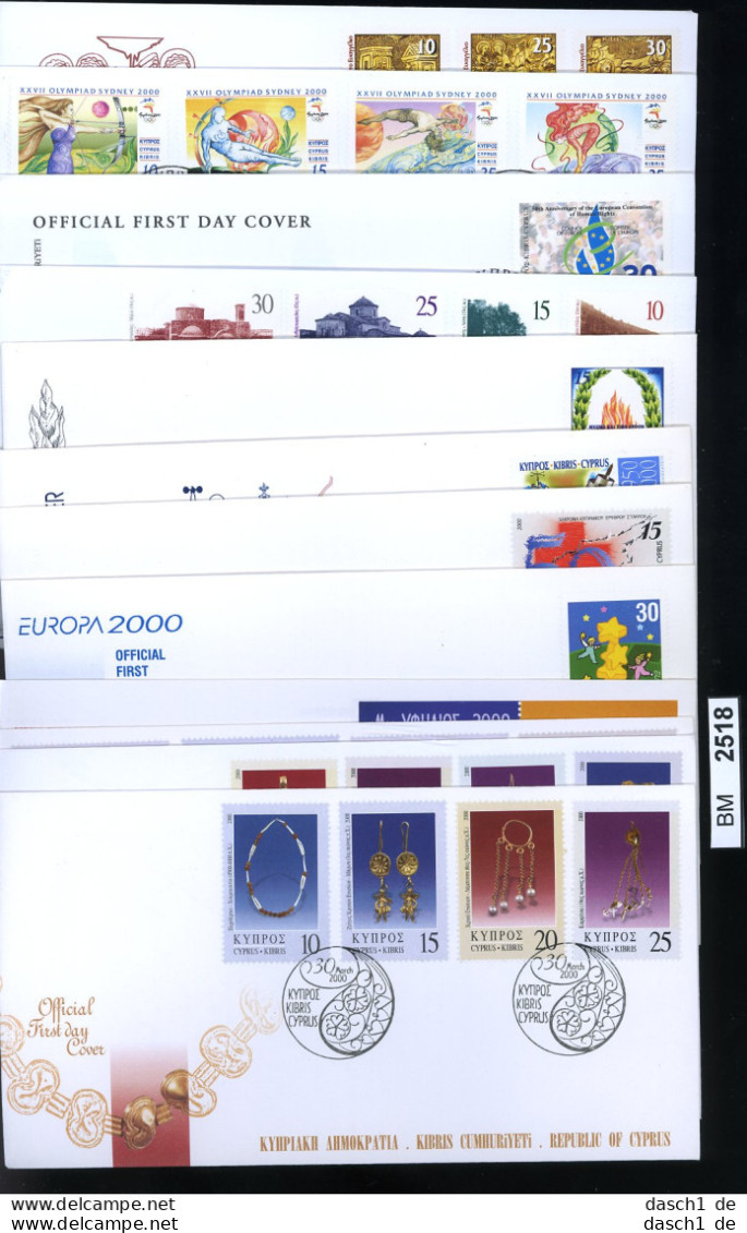 BM2518, Zypern. O, 2000,12 FDC, 943-972 Komplett - Storia Postale