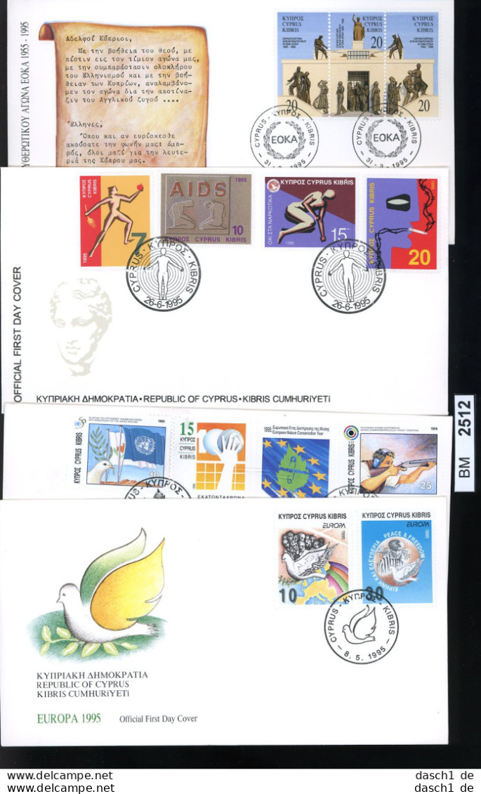 BM2512, Zypern. O, 1995, 4 FDC, Ex. 849-872 - Briefe U. Dokumente