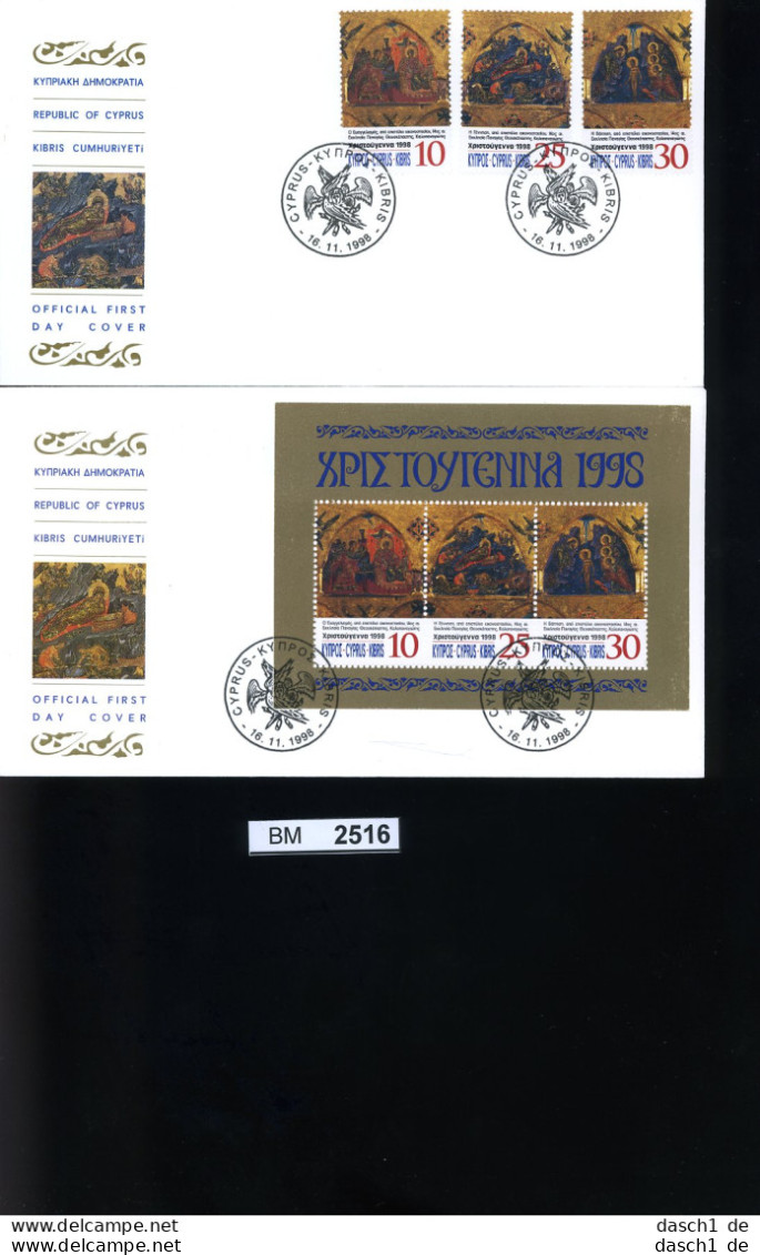BM2516, Zypern. O, 1998, 2 FDC, 920-922 + Block 19  - Storia Postale