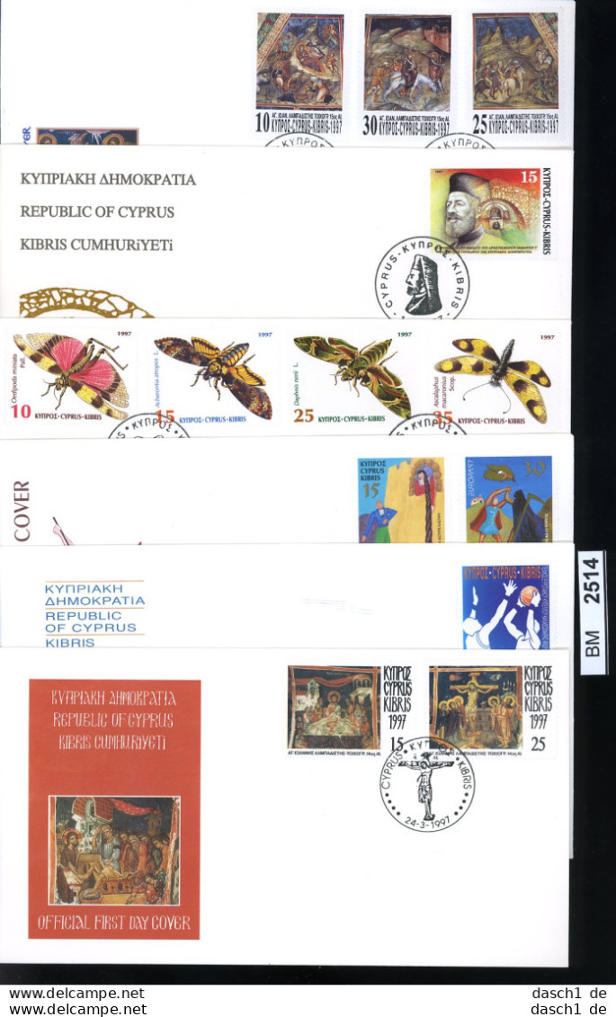BM2514, Zypern. O, 1997, 6 FDC, 894-906 Komplett  - Lettres & Documents