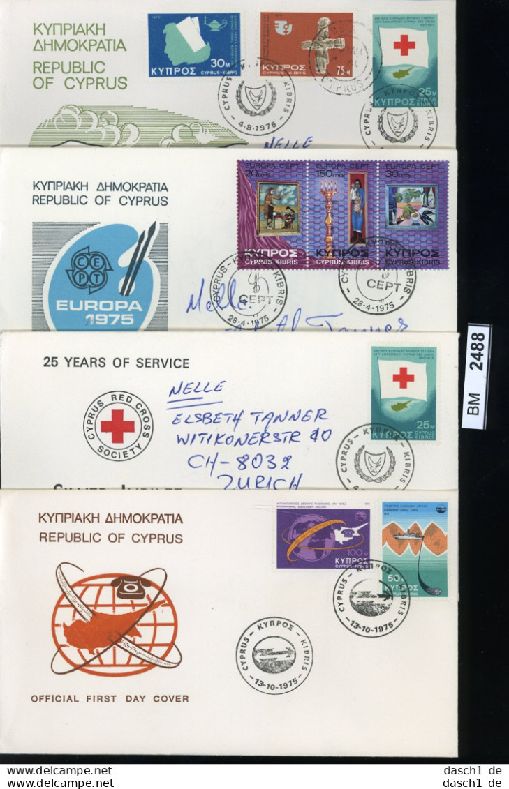 BM2488, Zypern. O, 1975, 4 FDC, Ex. 426-433 - Covers & Documents