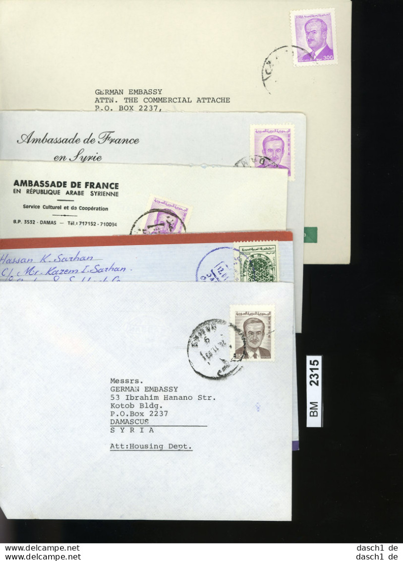 BM2315, Syrien, O, 5 Echt Gelaufene Briefe, Meist Luftpost - Siria