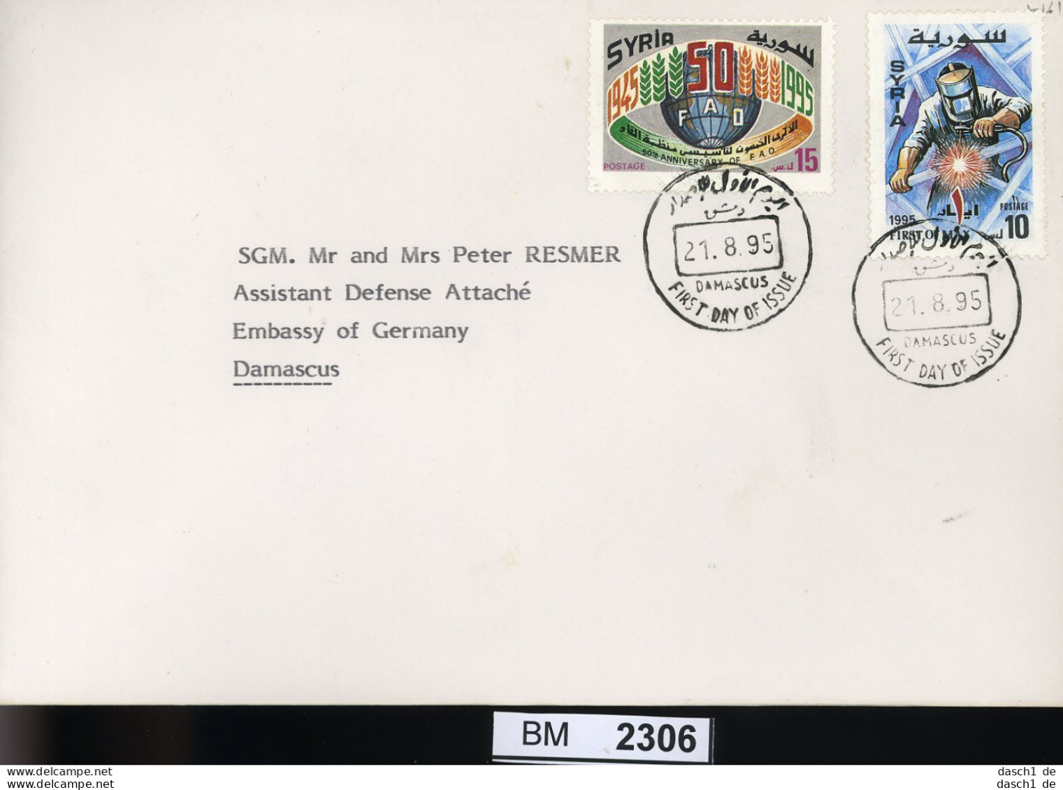 BM2306, Syrien, O, 1939 - 1940, FDC Auf Gelaufenem Brief  - Siria