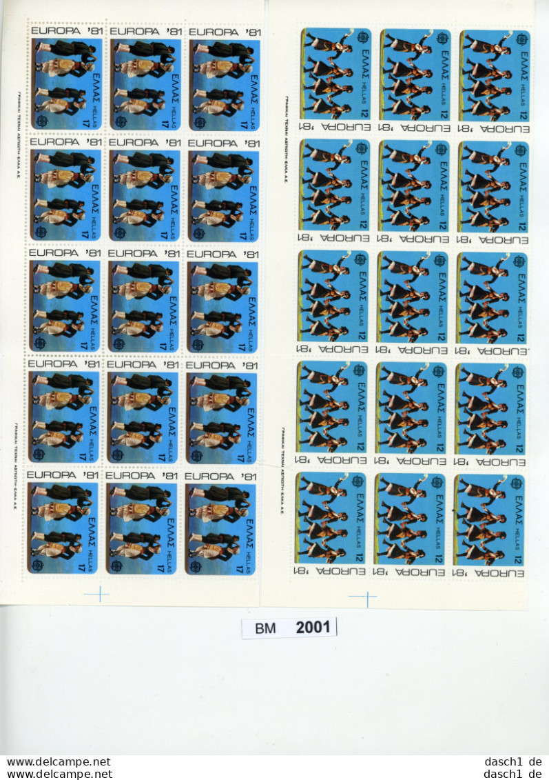 BM 2001, Griechenland, Xx, 1445-1446, Europa 1981, 15 Sätze Im Bogenteil - Unused Stamps