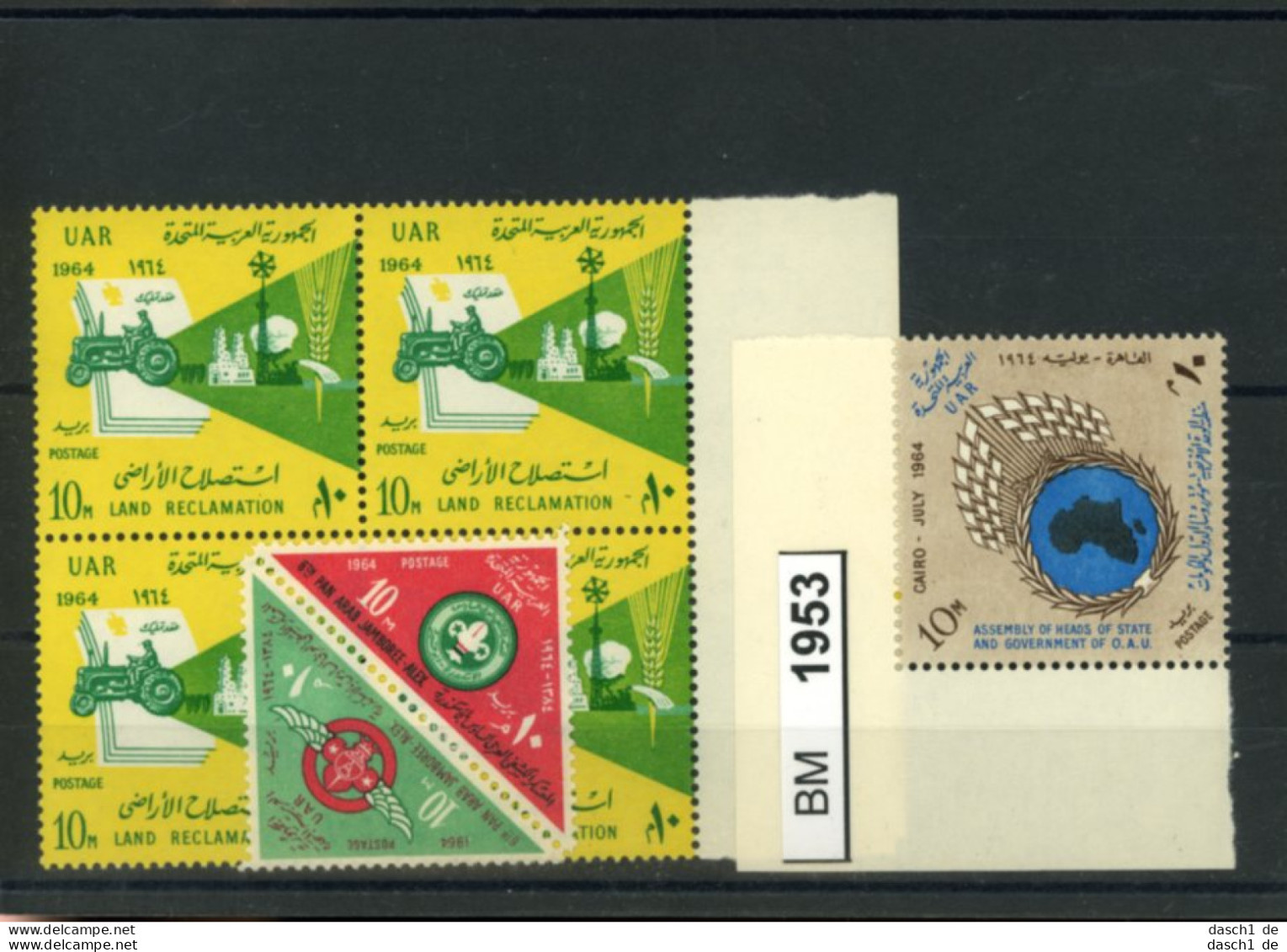 Ägypten, Xx, Konvolut Auf A6-Karte, ZD 222-223, 219 4-er Block, 217 Ecke L.u. - Neufs