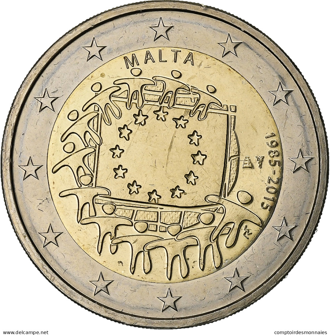 Malte, 2 Euro, Drapeau Européen, 2015, SPL, Bimétallique - Malte