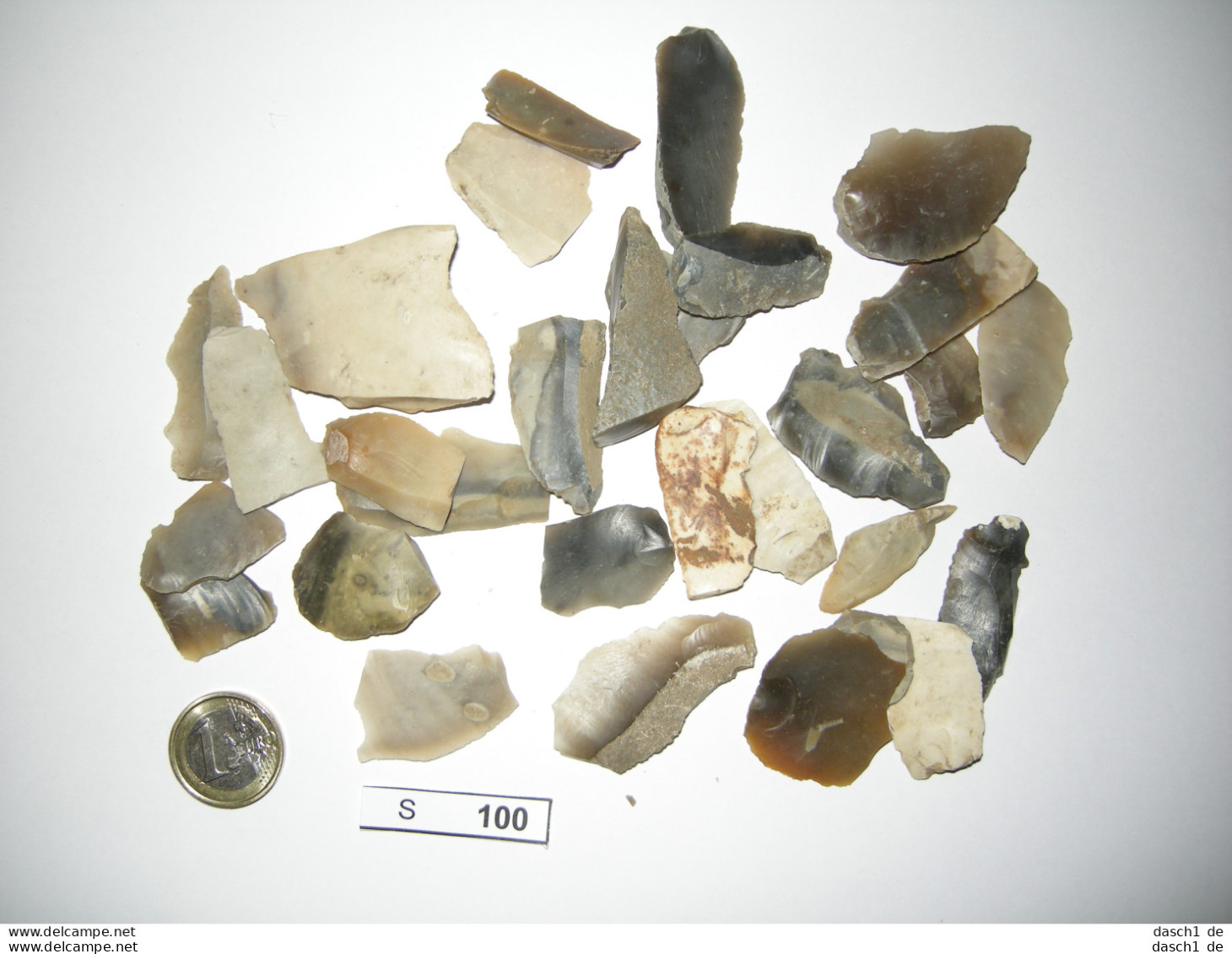 S100, Steinzeit, 30 Werkzeuge, Jaspis, Neolithikum, Süddeutschl., Schaber, Klingen - Archaeology