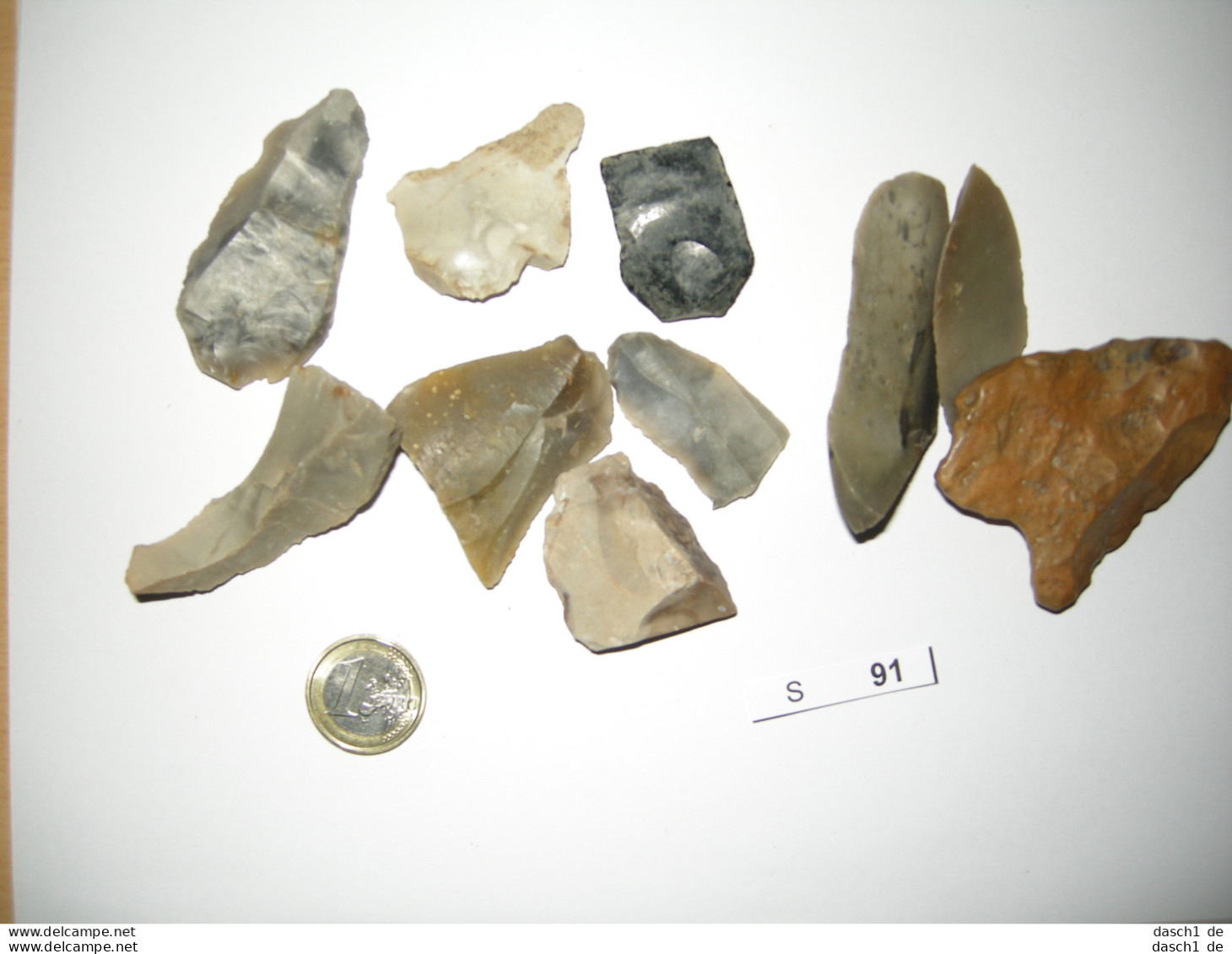 S091, Steinzeit, 10 Werkzeuge, Jaspis, Neolithikum, Süddeutschl., Schaber, Klingen - Archeologia