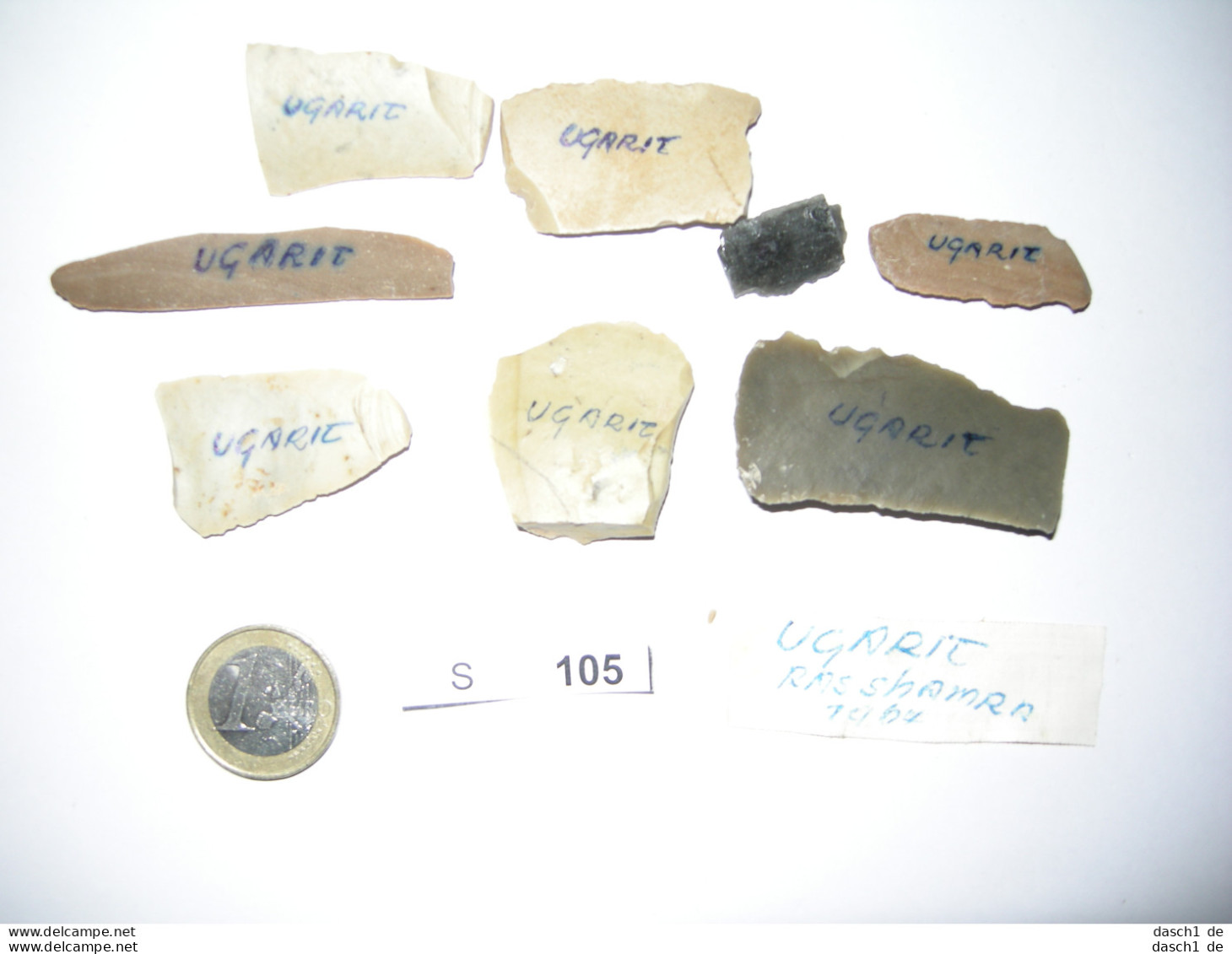 S153, Steinzeit, 8 Werkzeuge, Jaspis, Neolithikum, Ugarit, Syrien, Schaber, Klingen - Archeologie