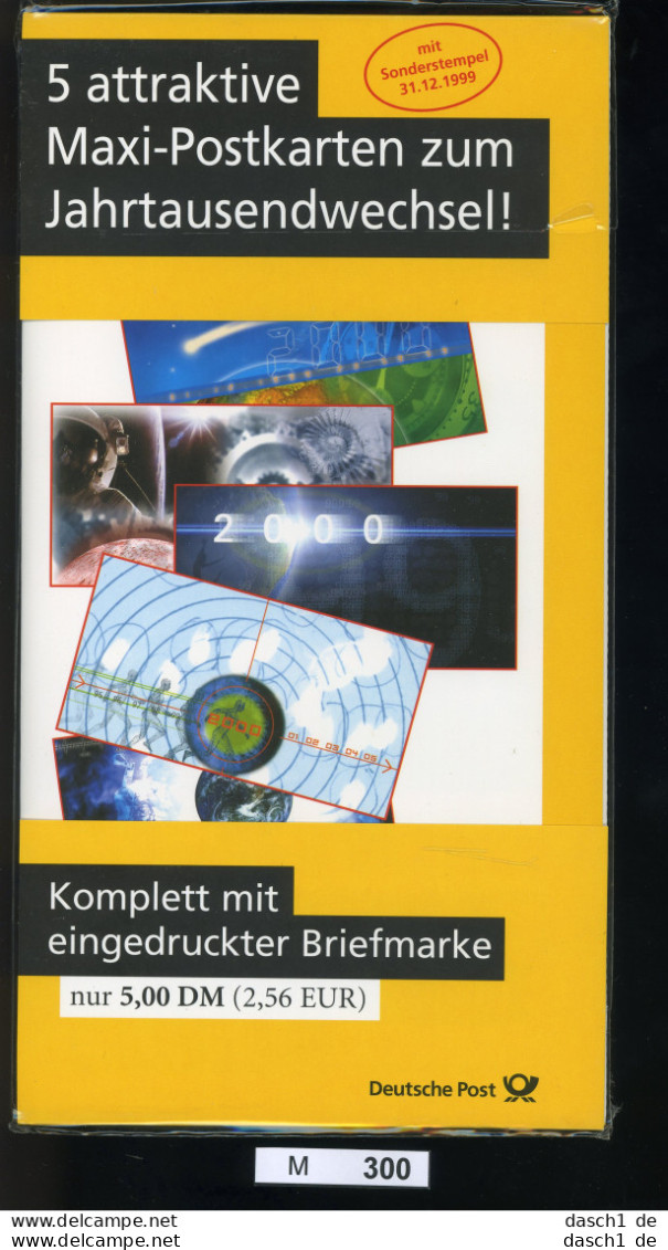 M300, 5 Maxipostkarten Zum Jahreswechsel 2000, Gestempelt SST 31.12.1999 - Cartes Postales Illustrées - Oblitérées