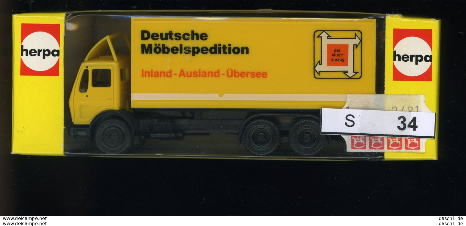 S034, 1:87, Herpa, LKW Kasten, Spedition, Modell 806 390 - Baanvoertuigen