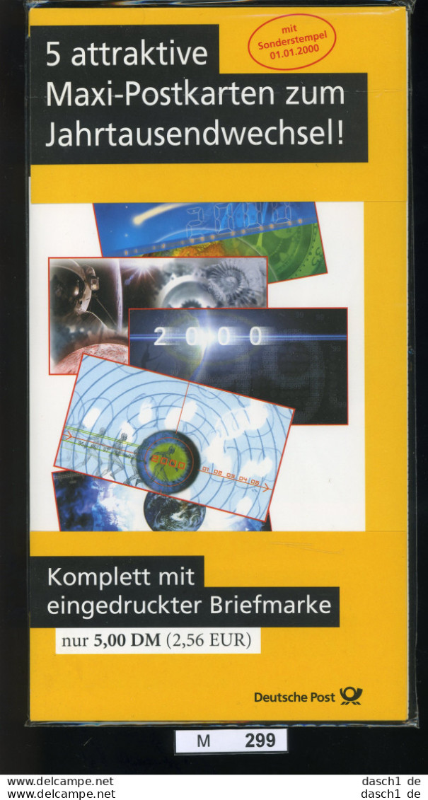 M299, 5 Maxipostkarten Zum Jahreswechsel 2000, Gestempelt SST 01.01.2000 - Cartes Postales Illustrées - Oblitérées