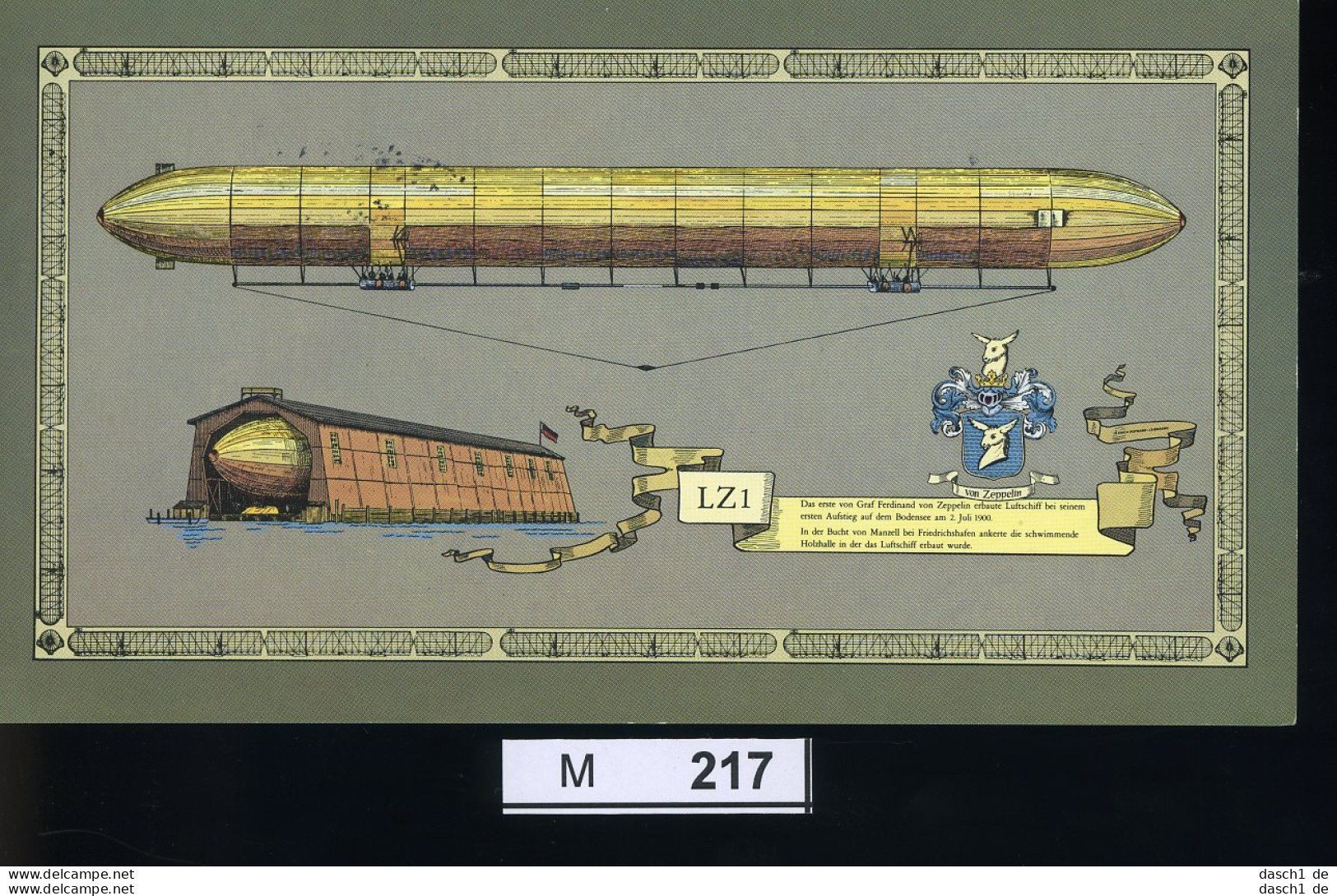 M217, Bund, 75 Jahre Erstes Luftschiff, Zeppelin, Gedenkkarte - Zeppeline