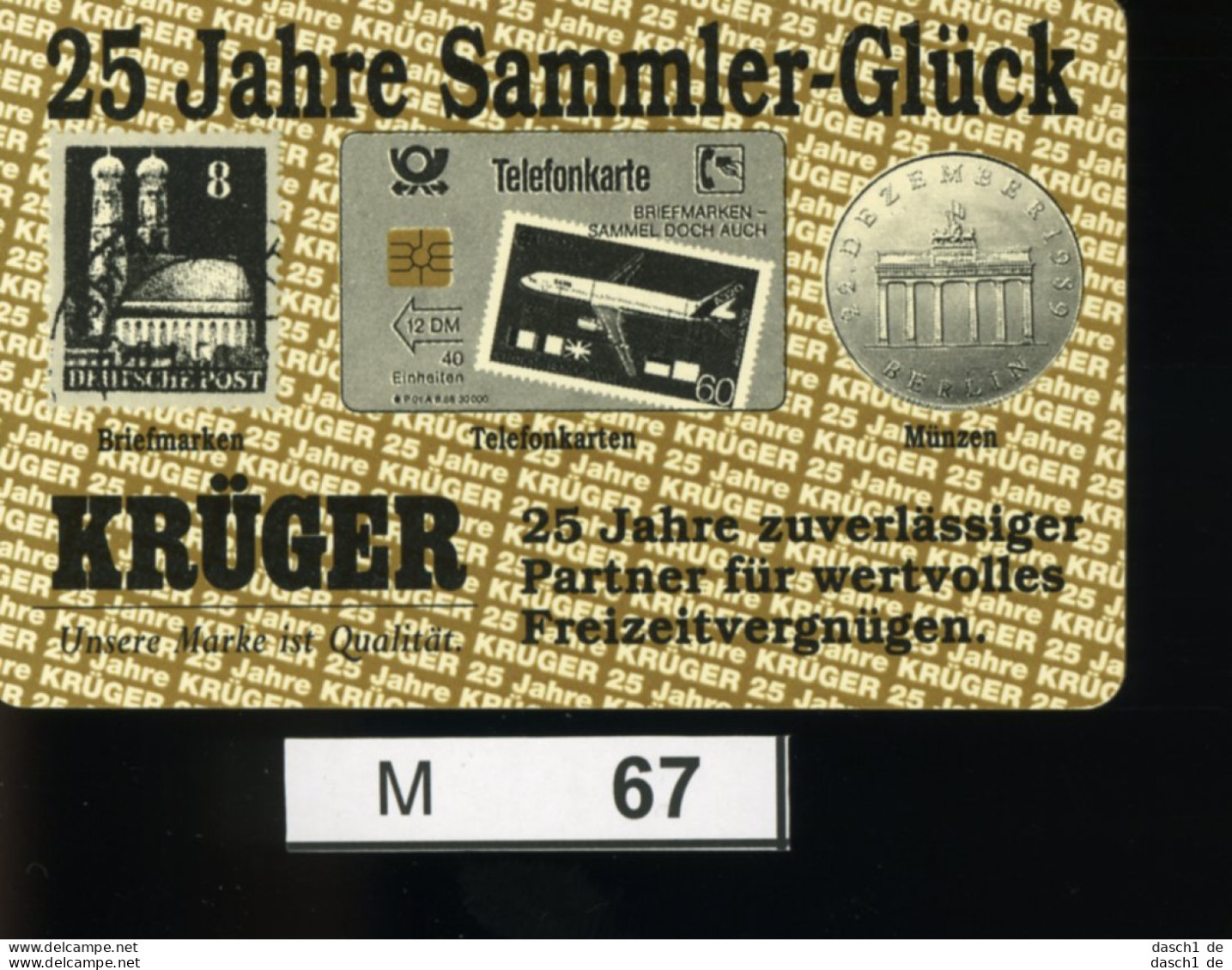 M067, Deutschland, TK, Sonderkarte 25 Jahre Krüger, 12 DM, 1992 - K-Series : Serie Clientes