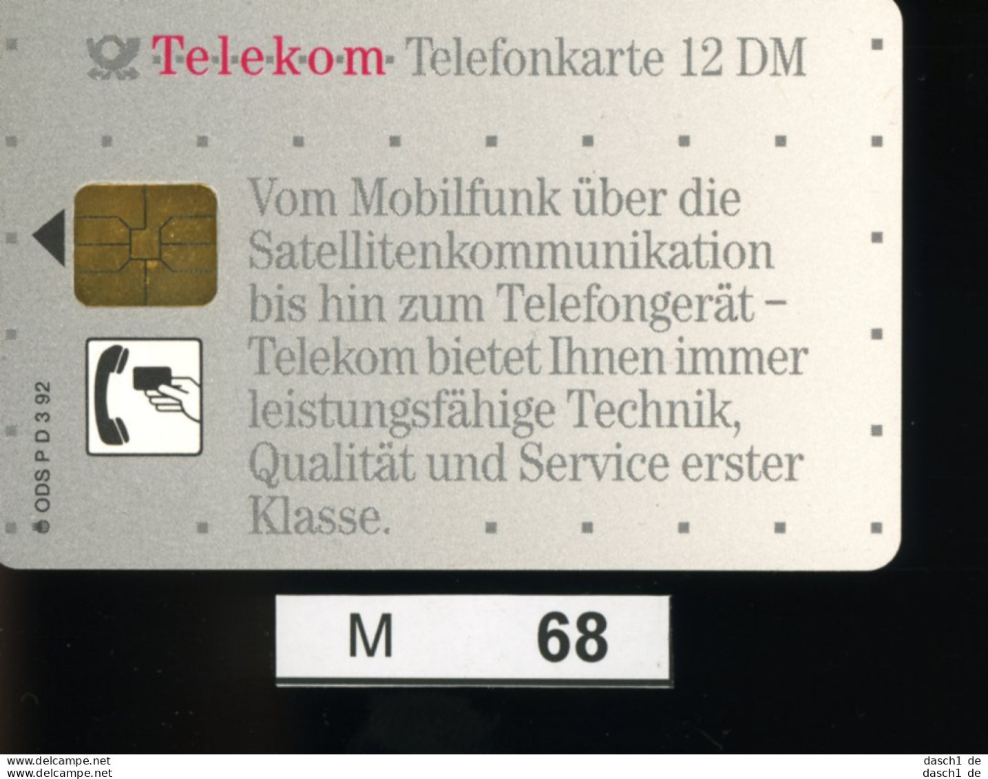 M068, Deutschland, TK, Standardkarte Telekom, 12 DM, 1992 - P & PD-Series : Taquilla De Telekom Alemania