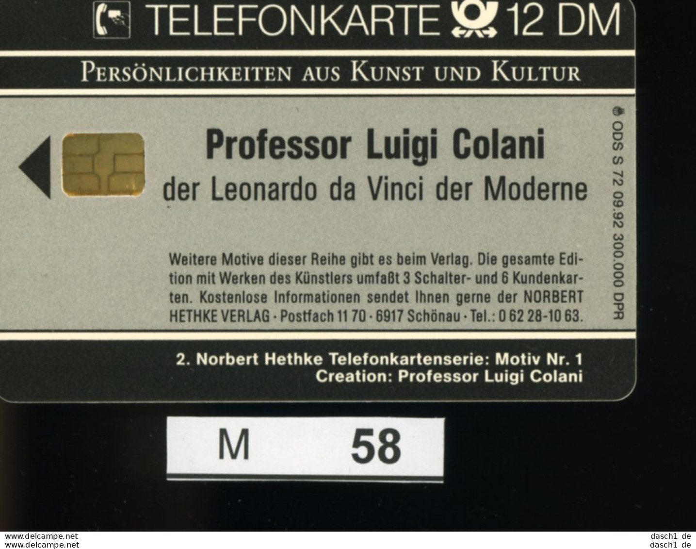 M058, Deutschland, TK, Sonderkarte Porsche / L. Colani, 12 DM, 1992 - K-Series: Kundenserie