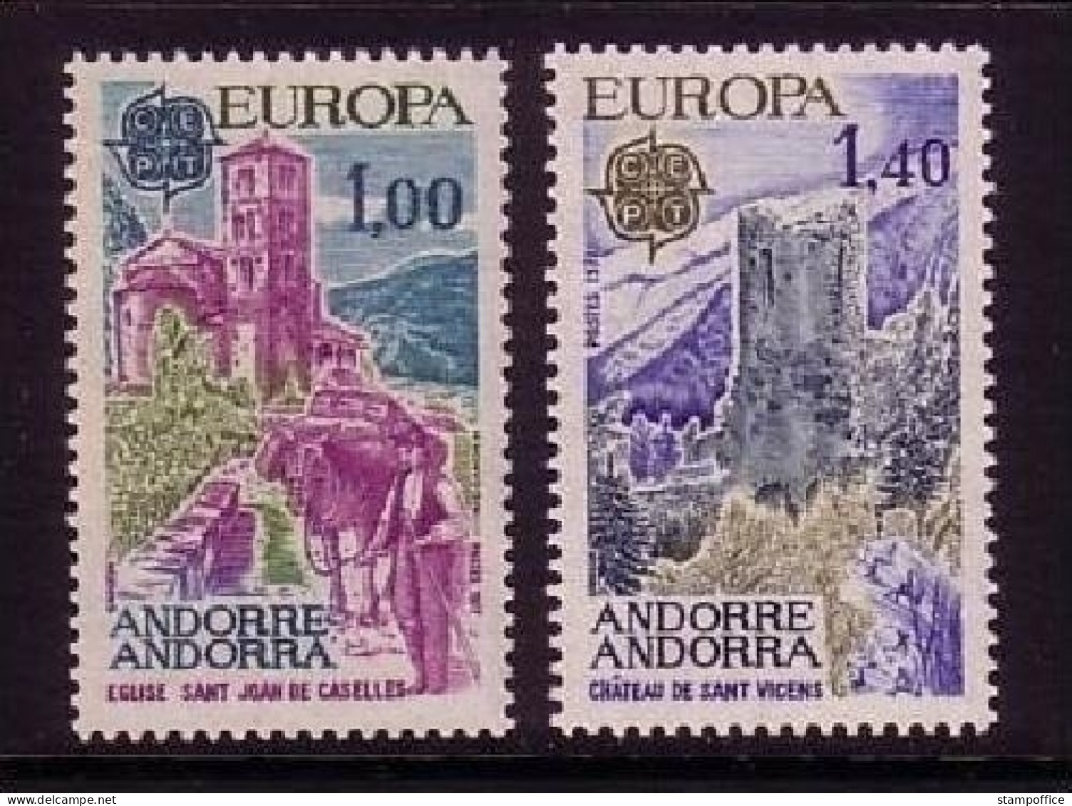 ANDORRA FRANZÖSISCH MI-NR. 282-283 POSTFRISCH(MINT) EUROPA 1977 KIRCHE BURGRUINE - 1977