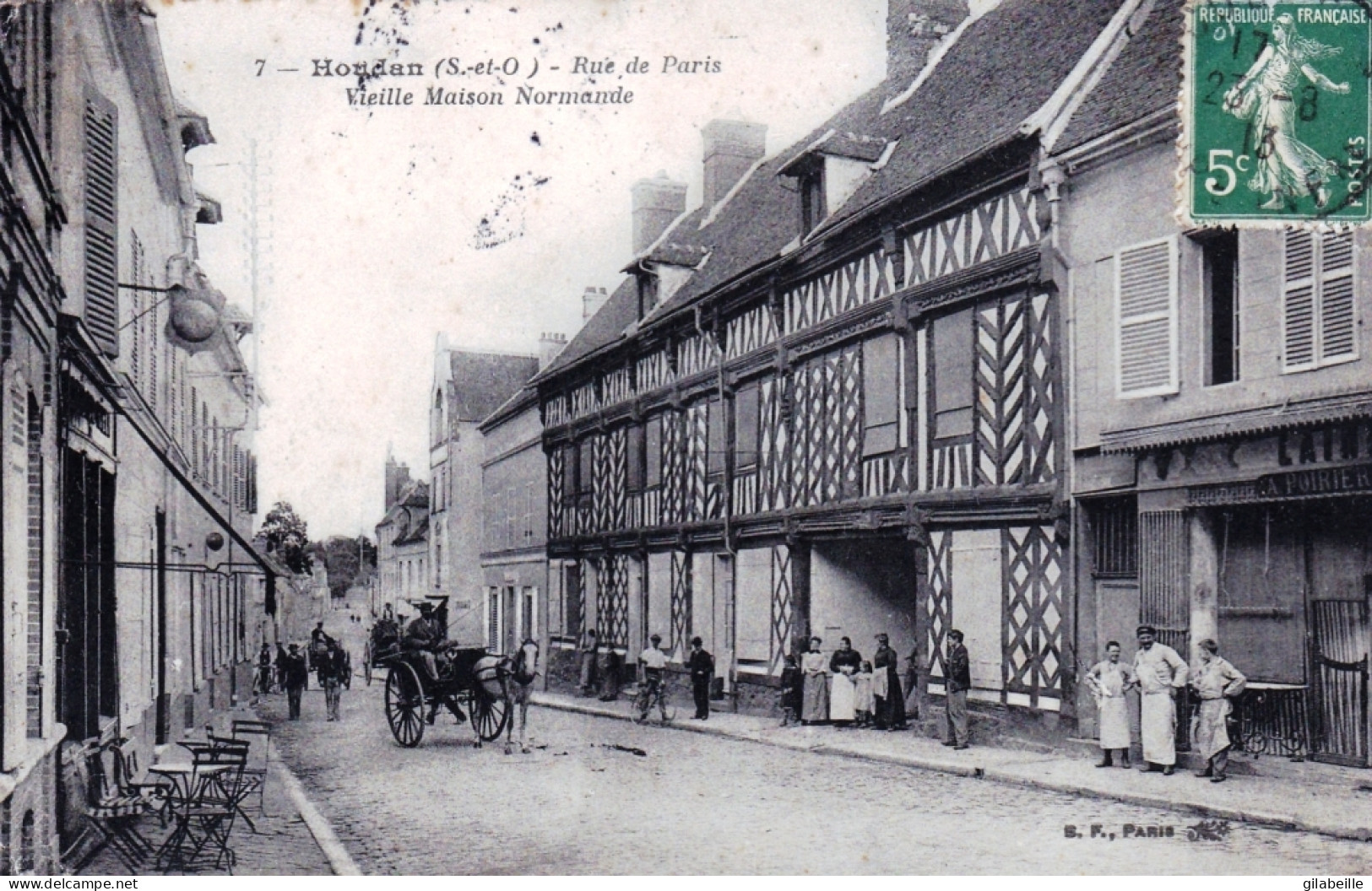 78 - Yvelines - HOUDAN -rue De Paris - Vieille Maison Normande - 1908 - Houdan