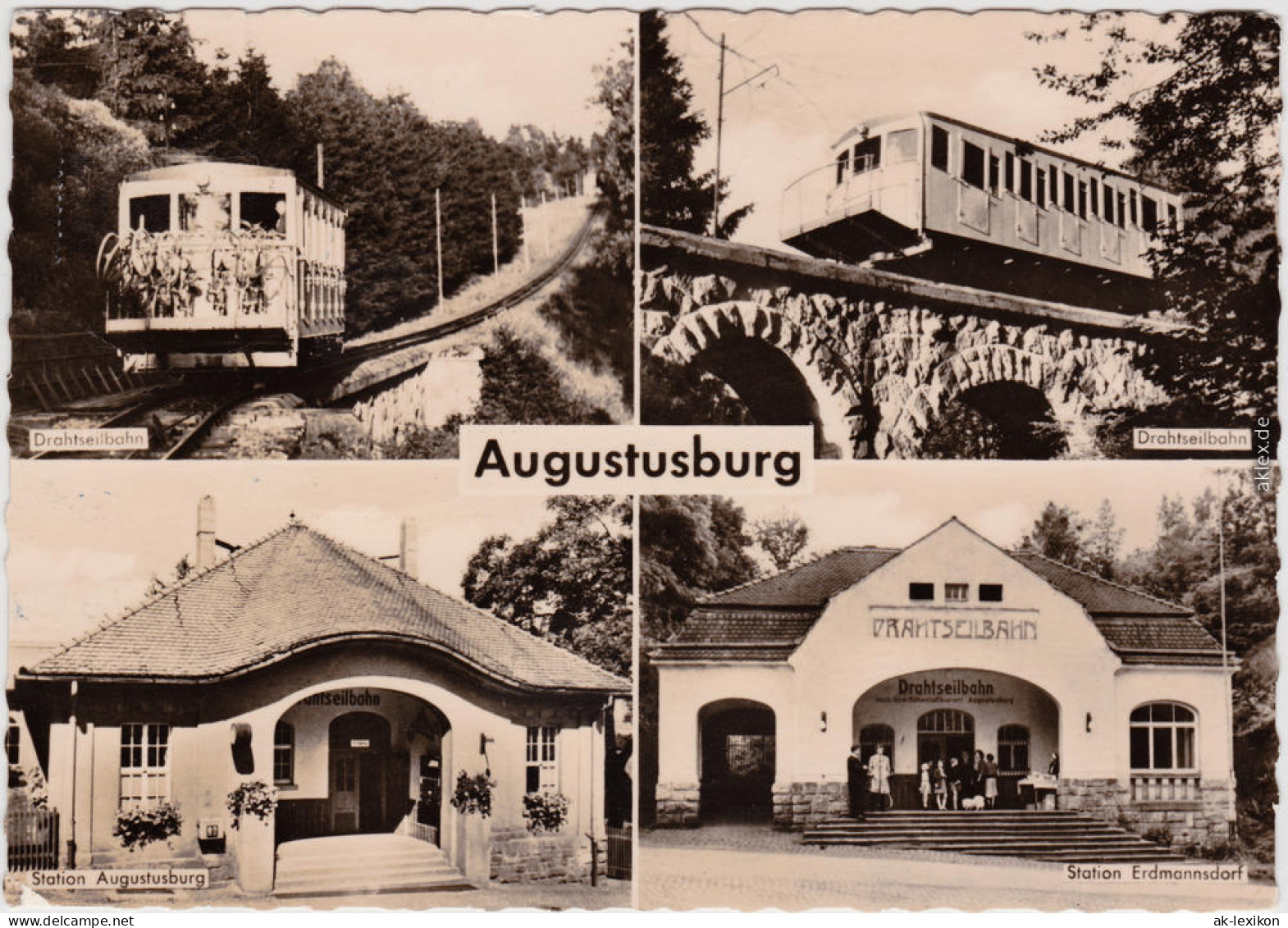 Augustusburg Drahtseilbahn (2), Station Augustusburg, Station Erdmannsdorf G1962 - Augustusburg