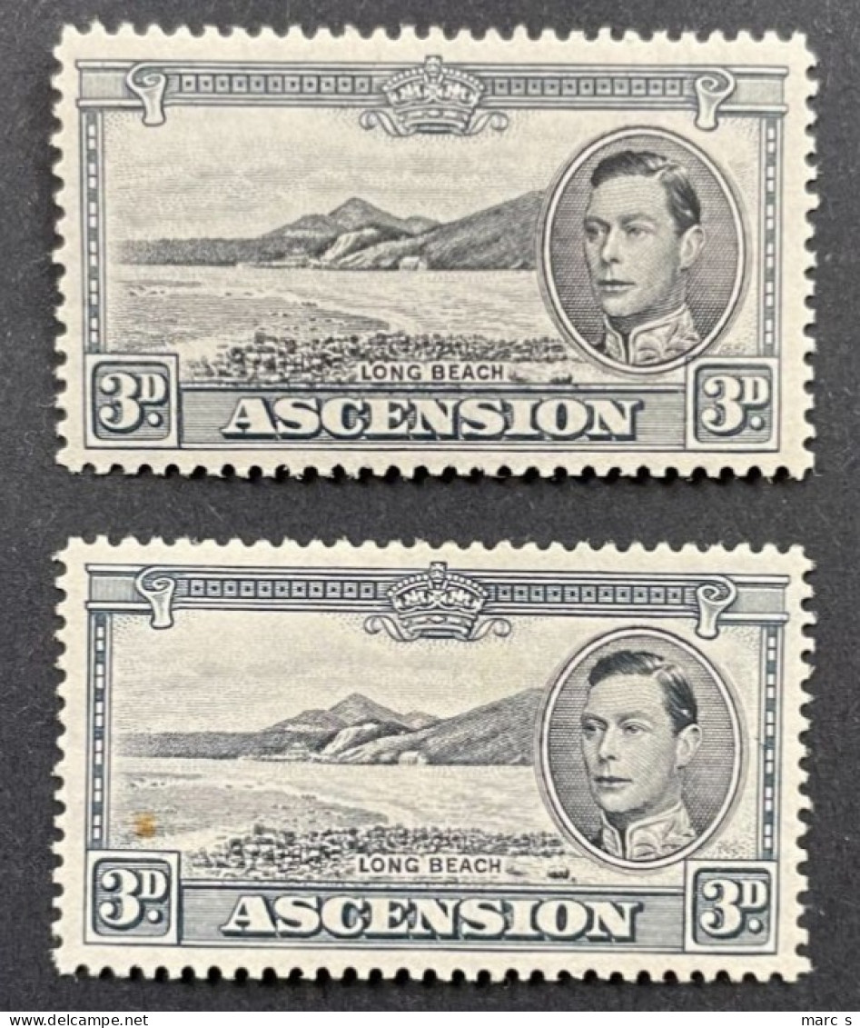 ASCENSION 1938 - NEUF*/MH - Mi 46 A Perf 13 1/2 + Mi 46 C Perf 13 - Ascension (Ile De L')