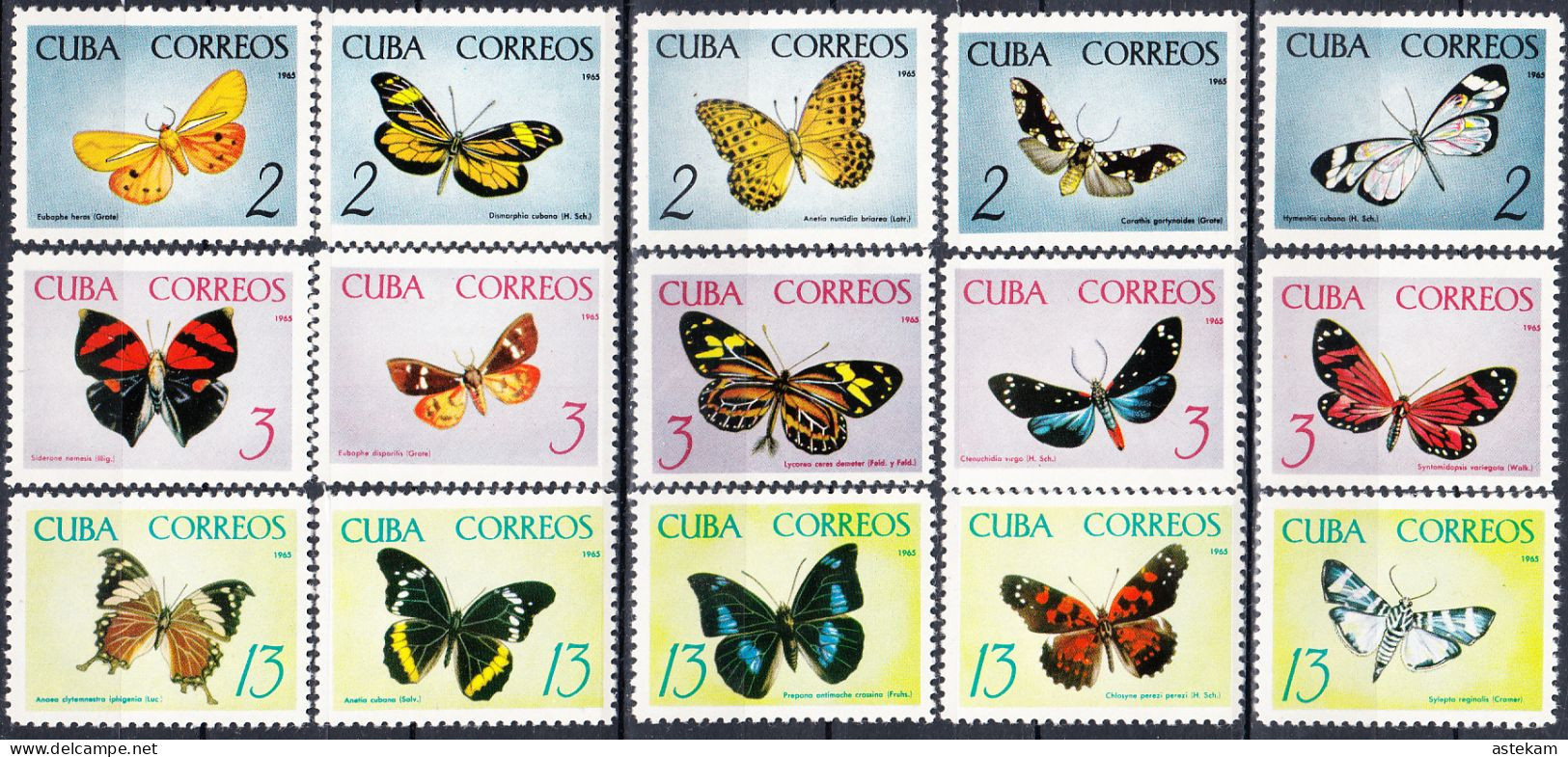 CUBA 1965, FAUNA, TROPICAL BUTTERFLIES, COMPLETE, MNH SERIES With GOOD QUALITY, *** - Neufs