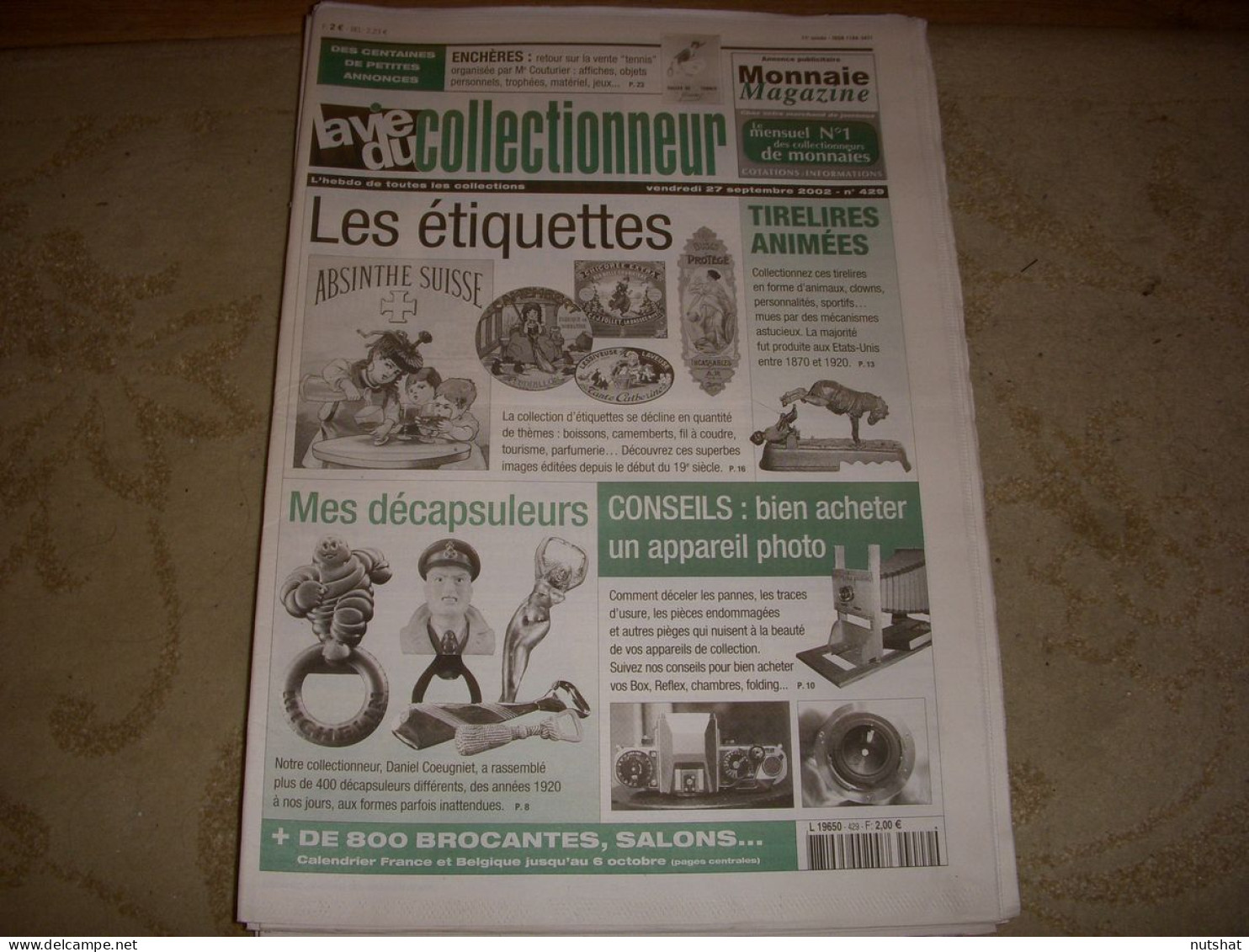 LVC VIE Du COLLECTIONNEUR 429 09.2002 TIRELIRES DECAPSULEURS ETIQUETTES  - Brocantes & Collections