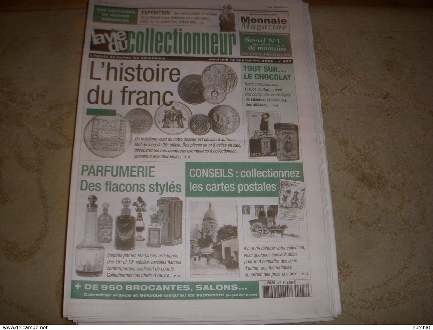 LVC VIE Du COLLECTIONNEUR 427 09.2002 HISTOIRE FRANC PARFUM Le CHOCOLAT  - Brocantes & Collections