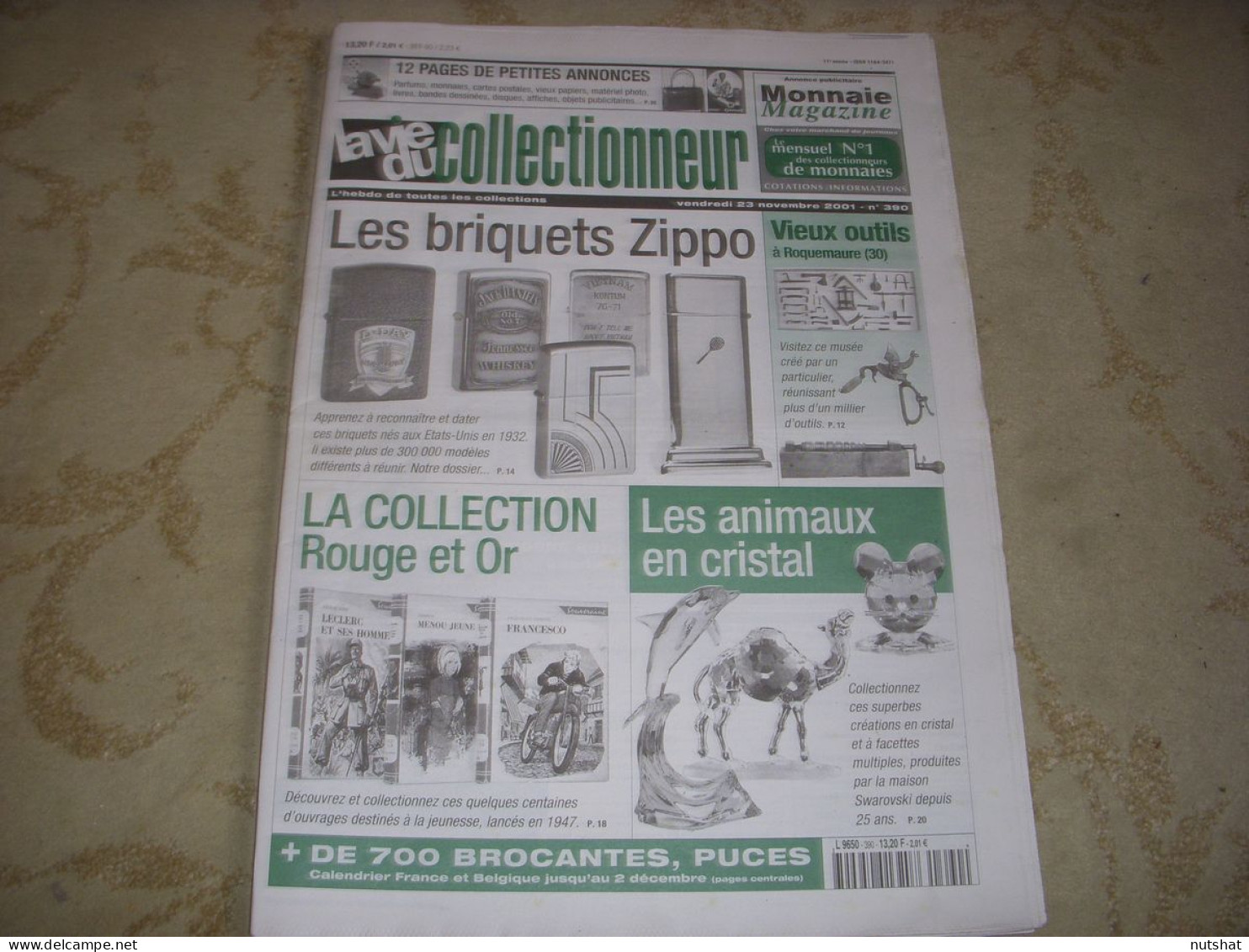 LVC VIE Du COLLECTIONNEUR 390 23.11.2001 BRIQUET ZIPPO COLLECTION ROUGE & OR  - Brocantes & Collections