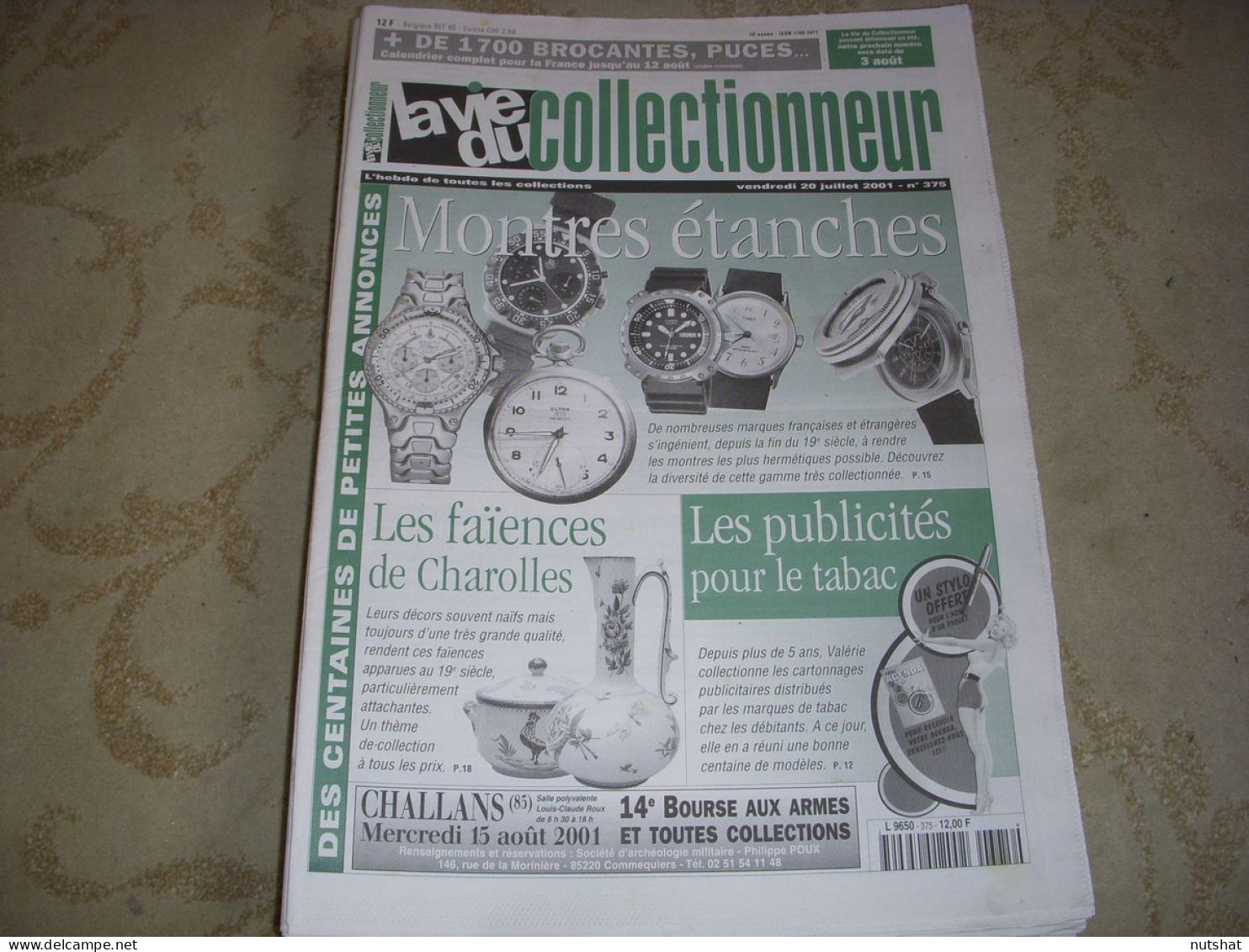LVC VIE Du COLLECTIONNEUR 375 20.07.2001 MONTRES PUBLICITE Pour TABAC FAIENCE  - Verzamelaars