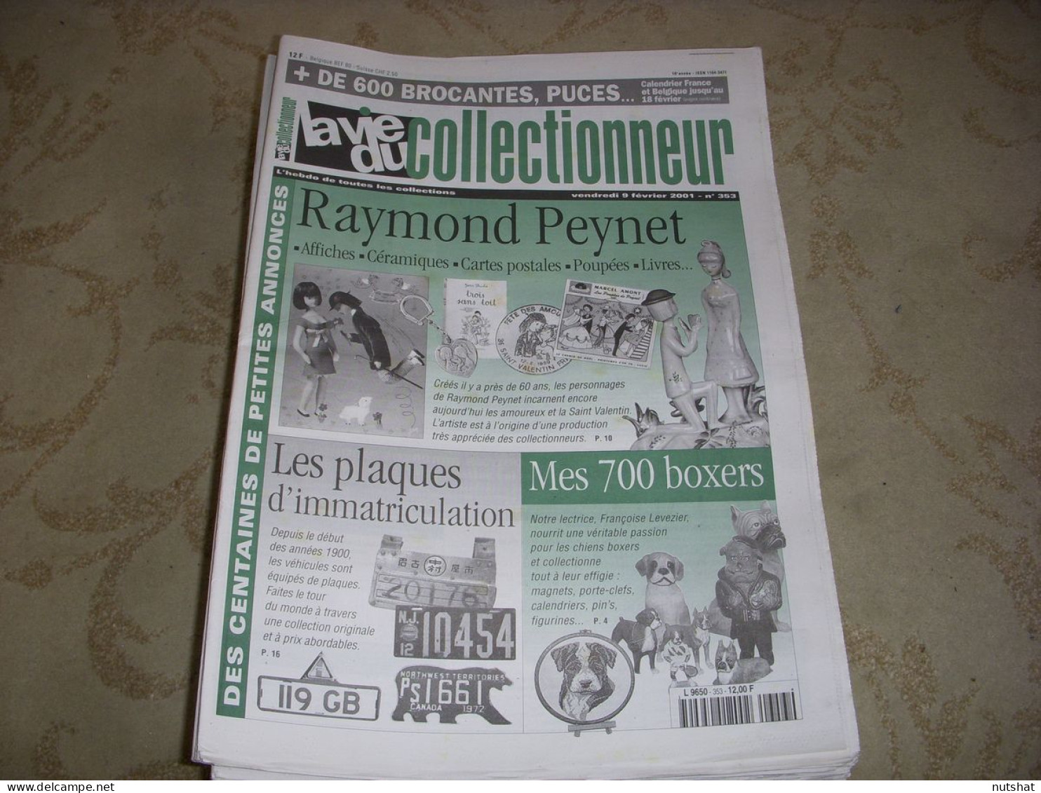 LVC VIE Du COLLECTIONNEUR 353 09.02.2001 RAYMOND PEYNET PLAQUE IMMATRICULATIO  - Brocantes & Collections