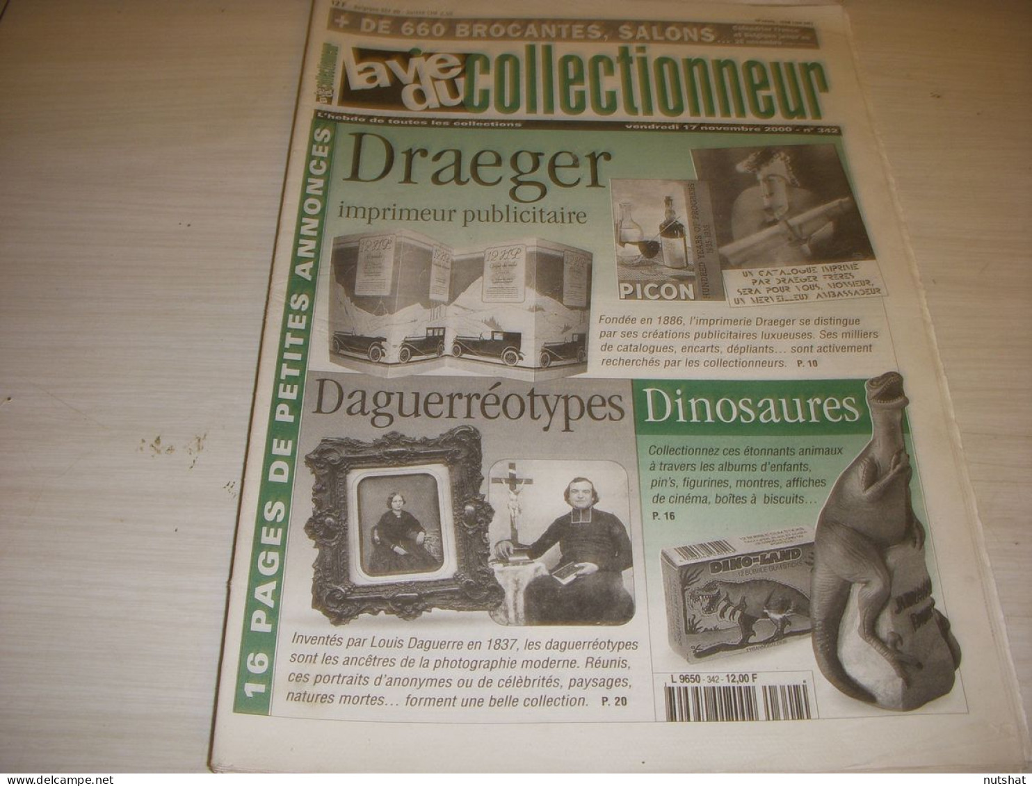 LVC VIE Du COLLECTIONNEUR 342 17.11.2000 DRAEGER DAGUERRE DINOSAURE BEETHOVEN  - Brocantes & Collections