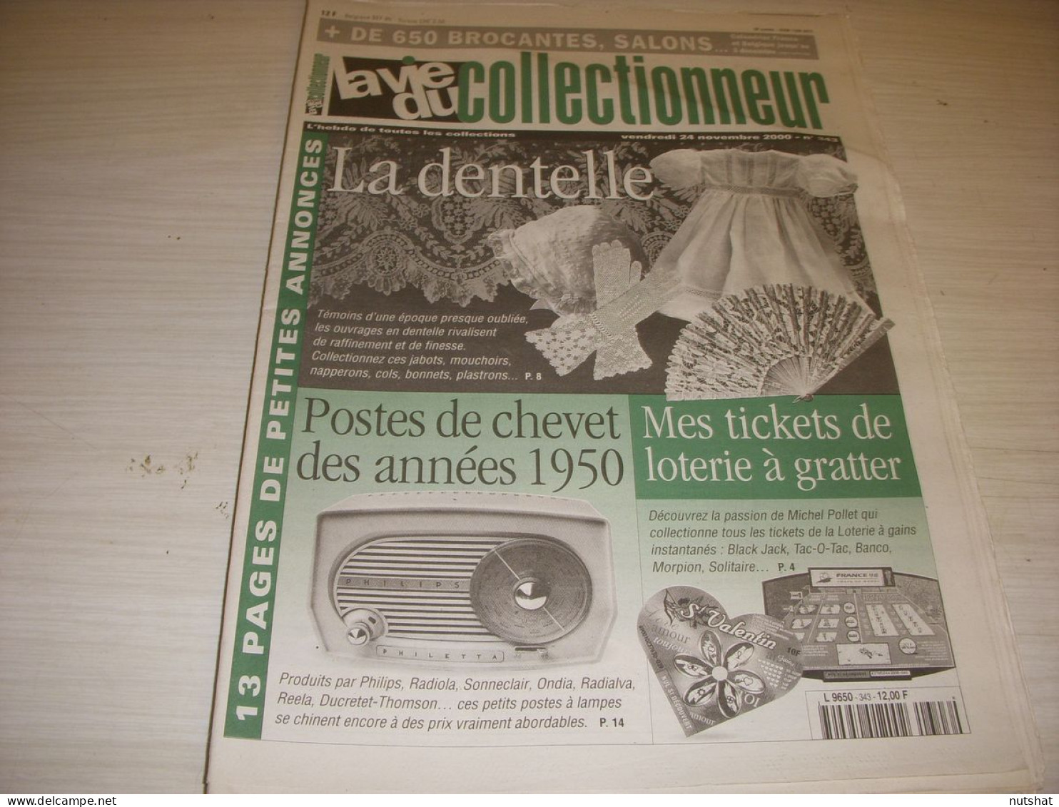 LVC VIE Du COLLECTIONNEUR 343 24.11.2000 DENTELLE TSF De 1950 LOTERIE LENNON  - Brocantes & Collections