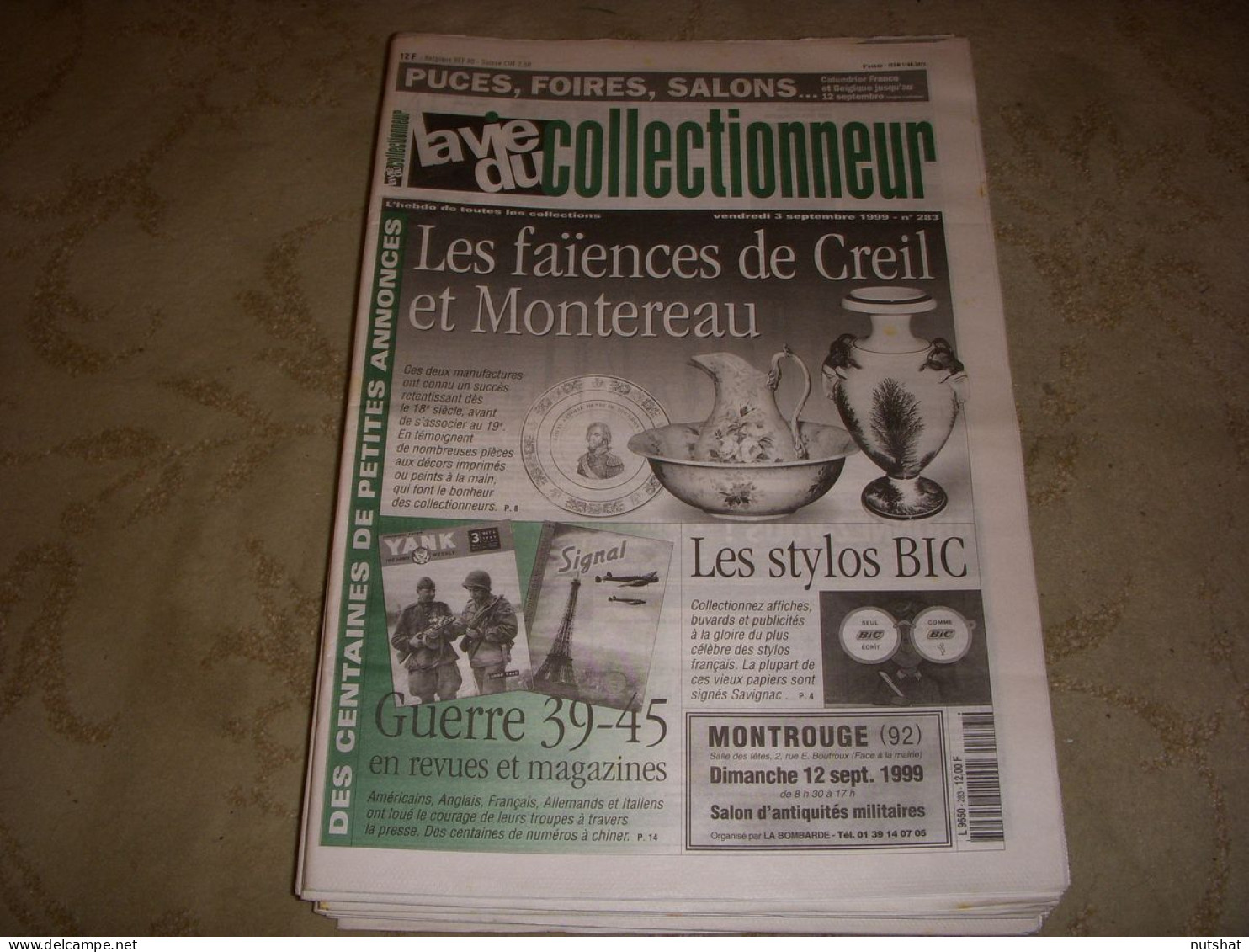 LVC VIE Du COLLECTIONNEUR 283 03.09.1999 FAIENCE CREIL GUERRE 39-45 STYLO BIC  - Trödler & Sammler