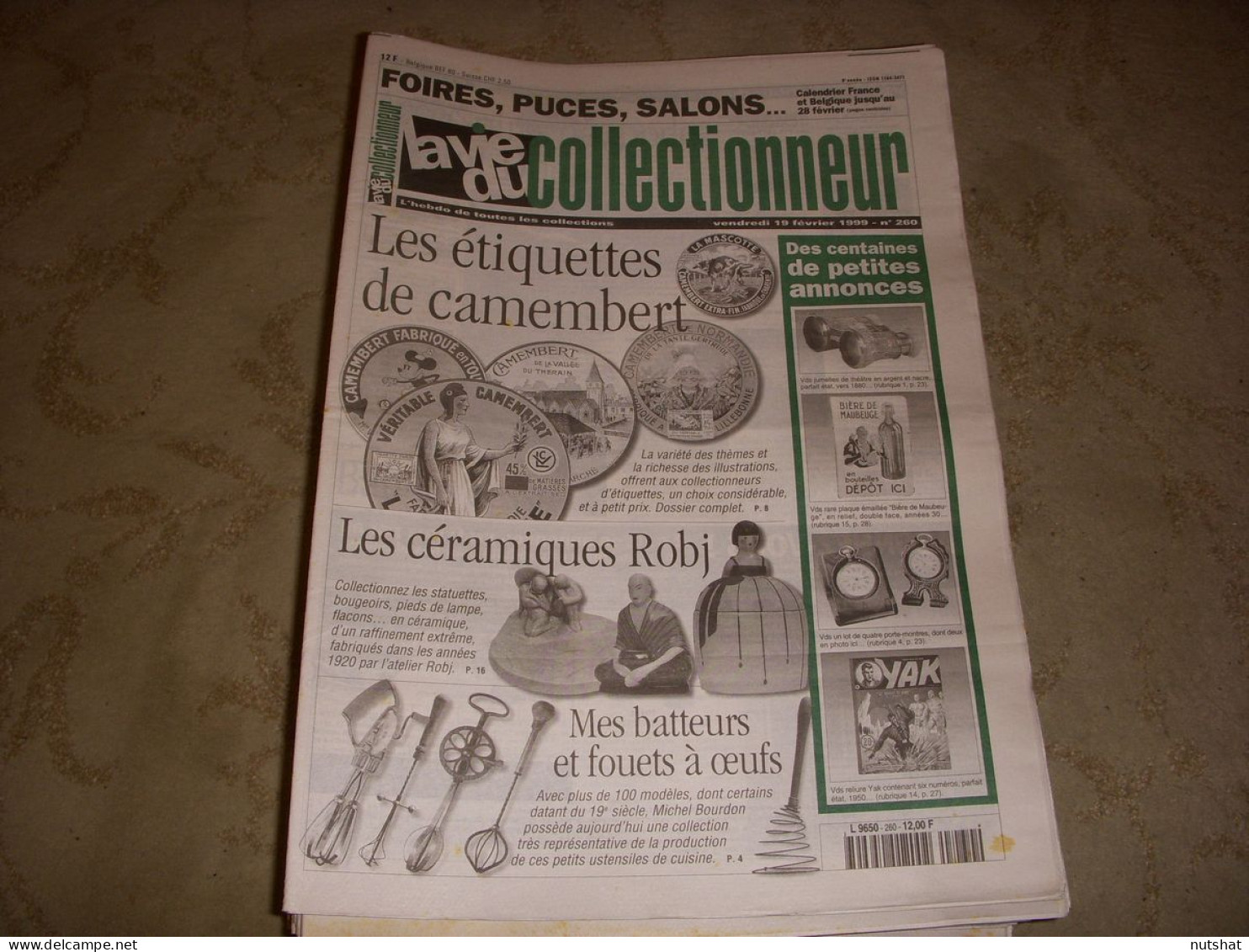 LVC VIE Du COLLECTIONNEUR 260 19.02.1999 ETIQUETTE CAMEMBERT CERAMIQUE ROBJ  - Brocantes & Collections