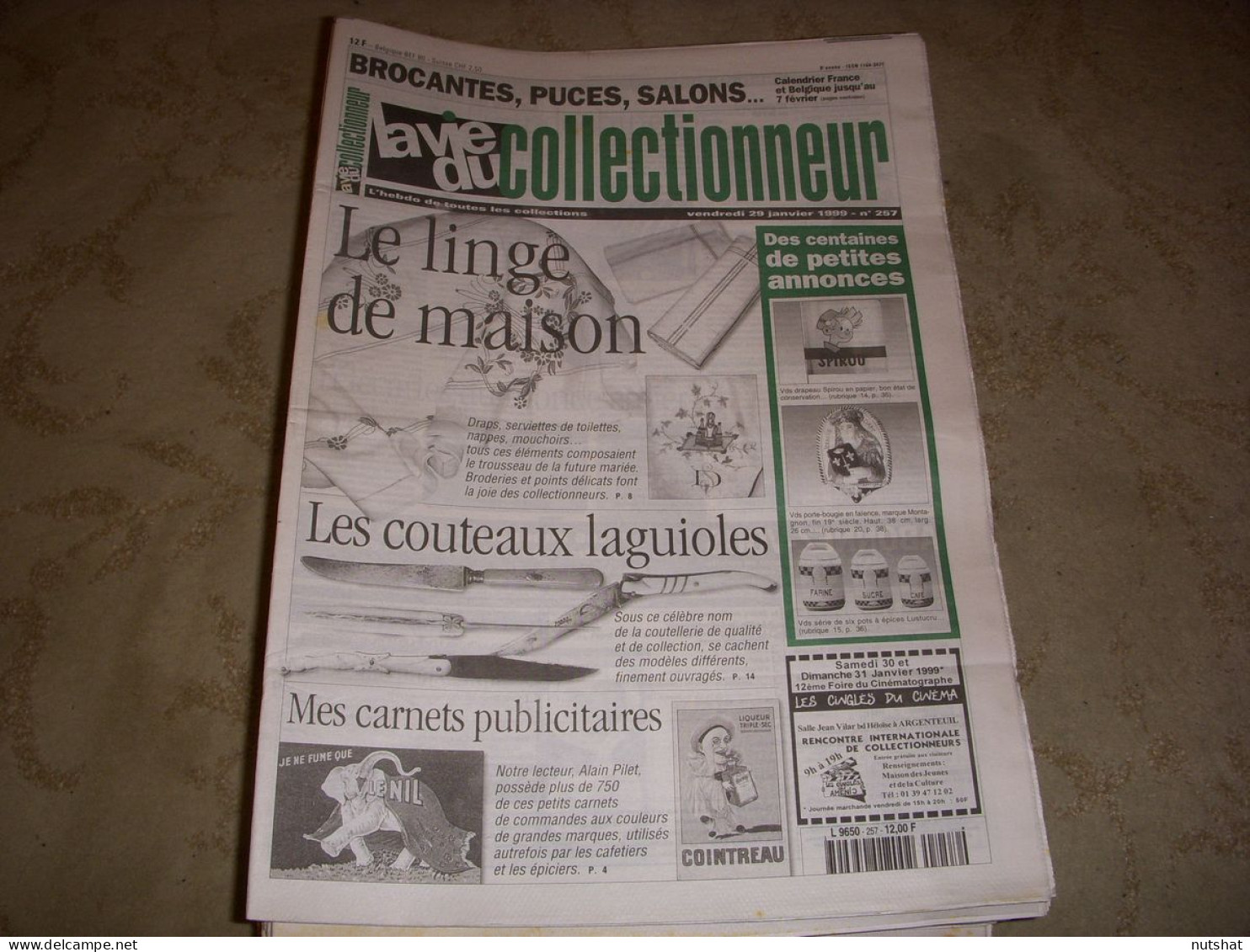 LVC VIE Du COLLECTIONNEUR 257 29.01.1999 LAGUIOLES CARNETS PUB LINGE MAISON  - Collectors