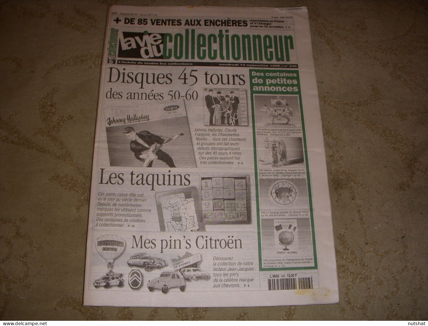 LVC VIE Du COLLECTIONNEUR 246 13.11.1998 VINYL 45t AN 60 TAQUIN PIN'S CITROEN  - Collectors