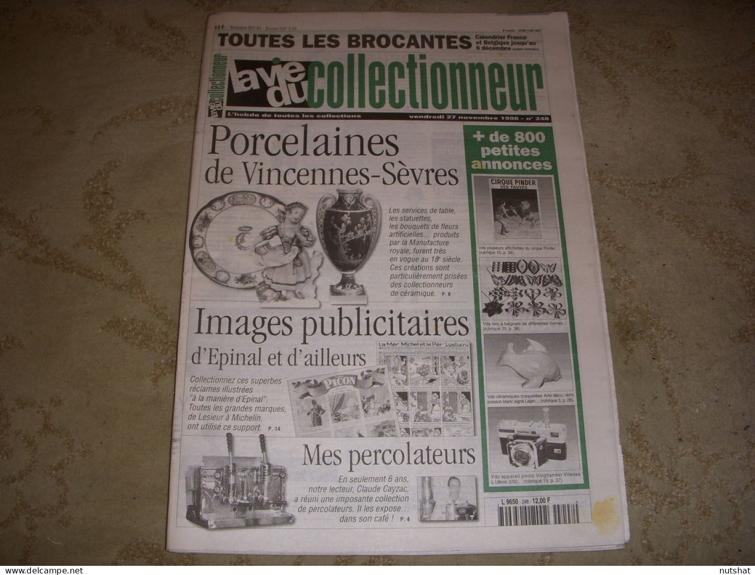 LVC VIE Du COLLECTIONNEUR 248 27.11.1998 PORCELAINE IMAGES EPINAL PERCOLATEUR  - Antigüedades & Colecciones