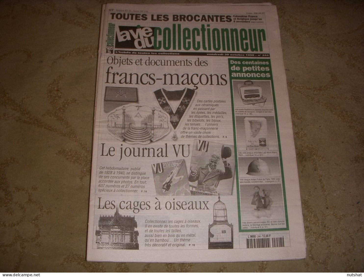 LVC VIE Du COLLECTIONNEUR 244 30.10.1998 FRANCS MACONS JOURNAL VU CAGES  - Brocantes & Collections