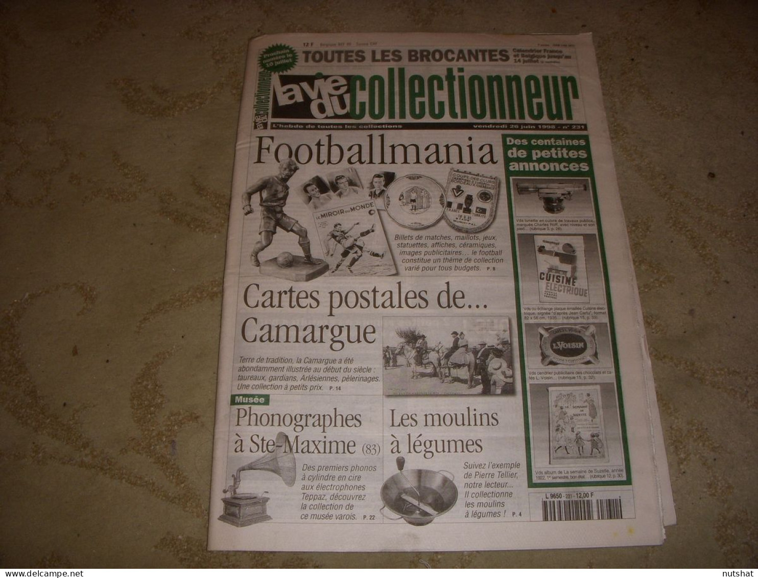 LVC VIE Du COLLECTIONNEUR 231 26.06.1998 FOOTBALL MOULINS A LEGUMES CAMARGUE  - Brocantes & Collections