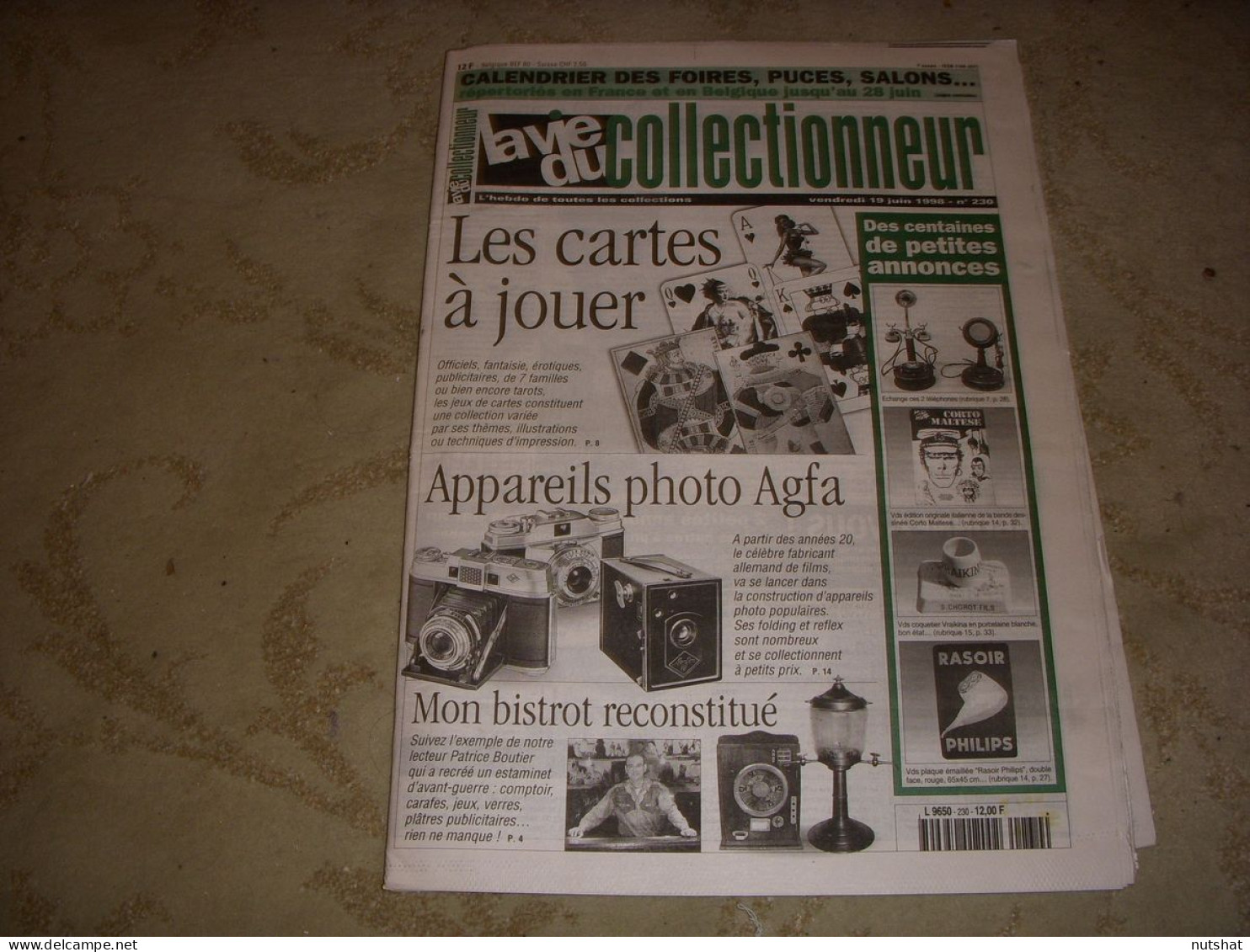 LVC VIE Du COLLECTIONNEUR 230 19.06.1998 CARTE JOUER PHOTO AGFA OBJET BISTROT  - Collectors