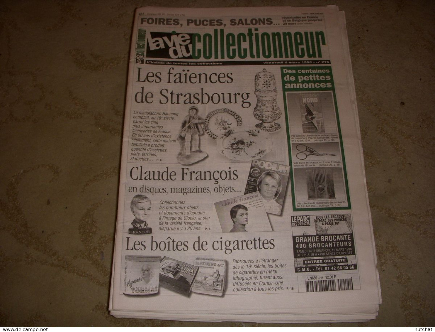 LVC VIE Du COLLECTIONNEUR 215 06.03.1998 FAIENCES STRASBOURG CLAUDE FRANCOIS  - Verzamelaars