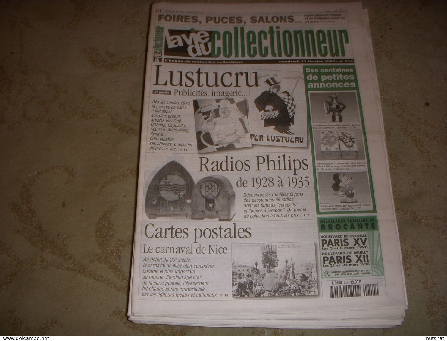 LVC VIE Du COLLECTIONNEUR 214 27.02.1998 LUSTUCRU RADIO PHILIPS 1928 CP NICE  - Brocantes & Collections